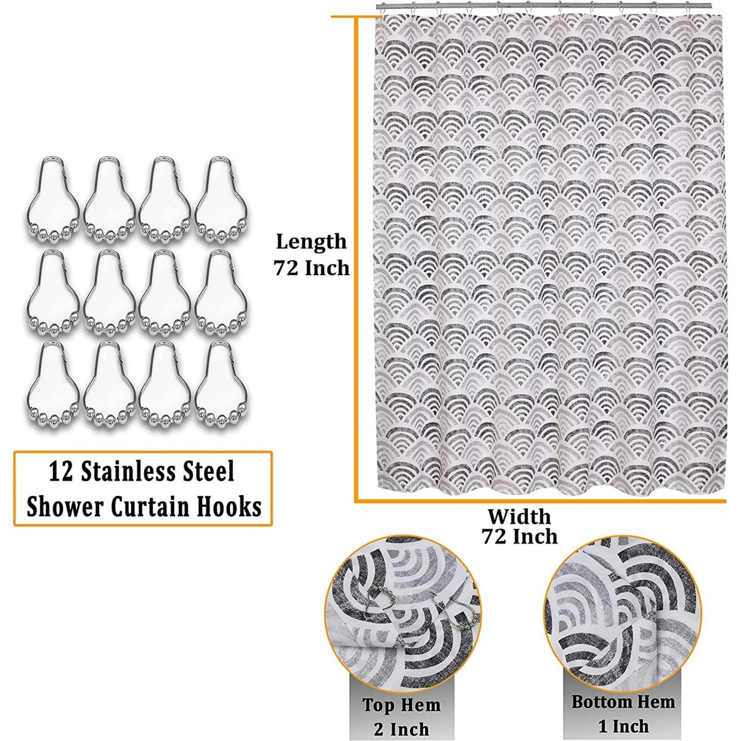 LunaLulinlk Shower Curtains 72x72 inch Polyester Cotton Blend