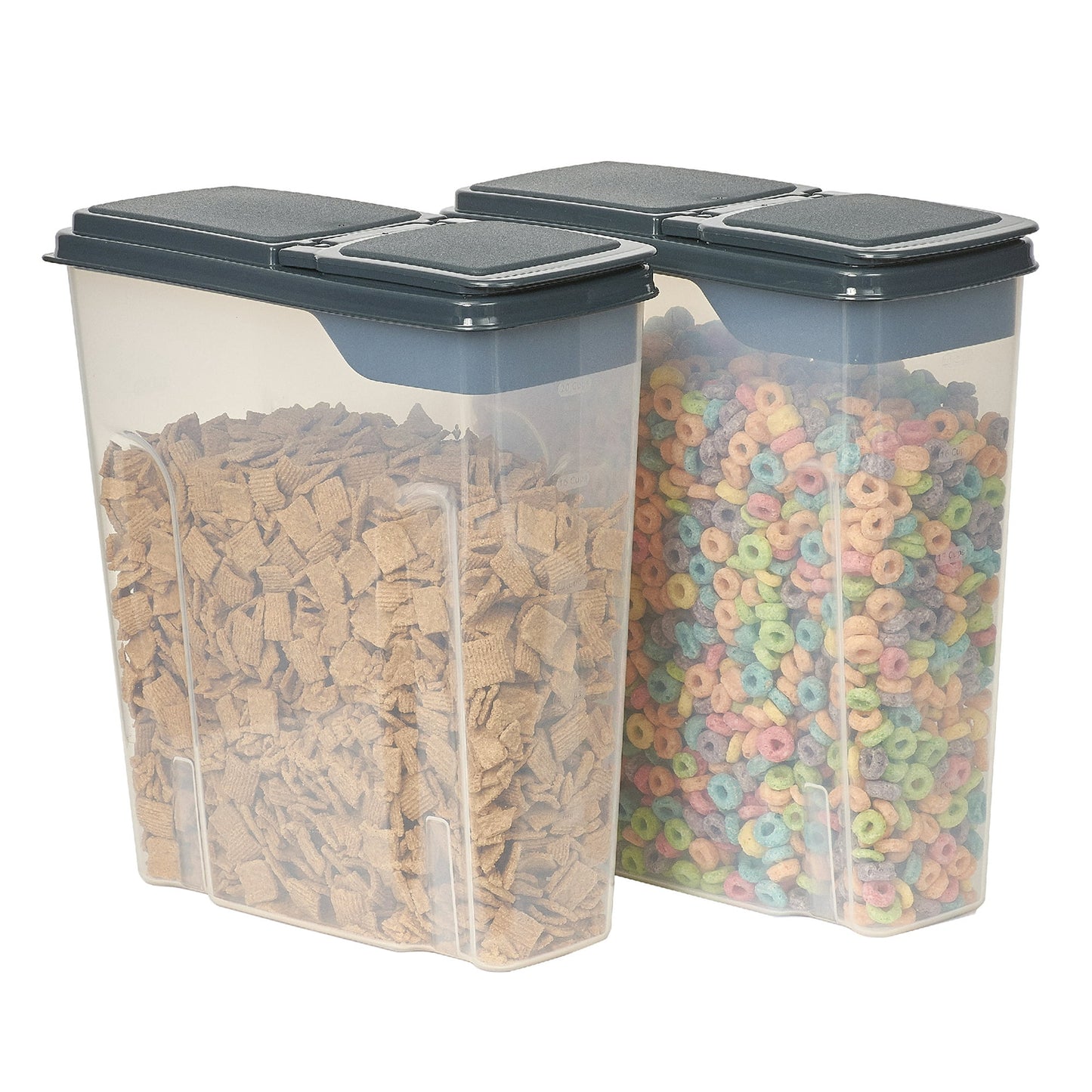 LunaLulinlk Two-Pack Cereal Boxes, Plastic, 24 Cups - Dark Gray