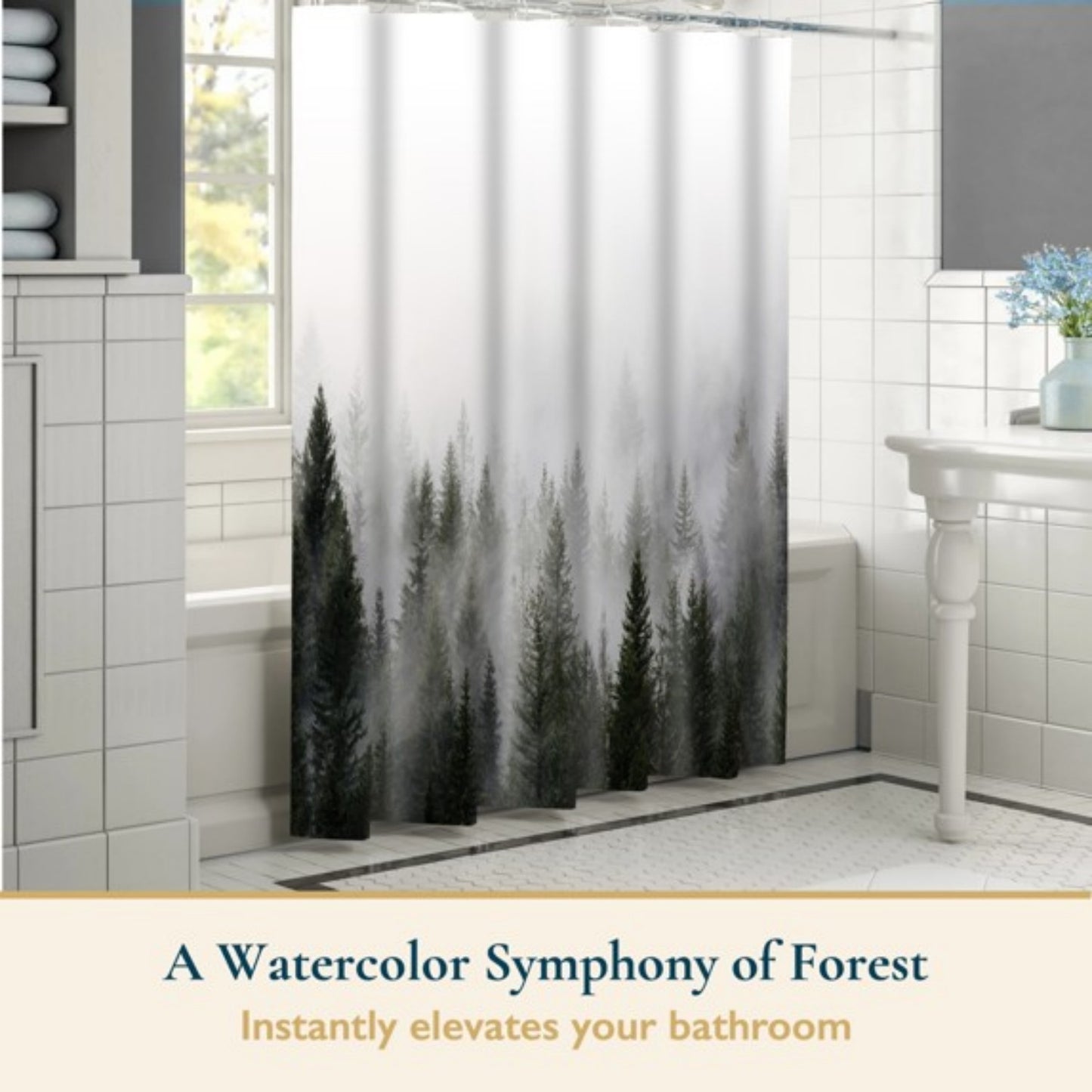 LunaLulinlk Shower Curtain with Hooks – Heavy-Duty Mold/Mildew-Resistant