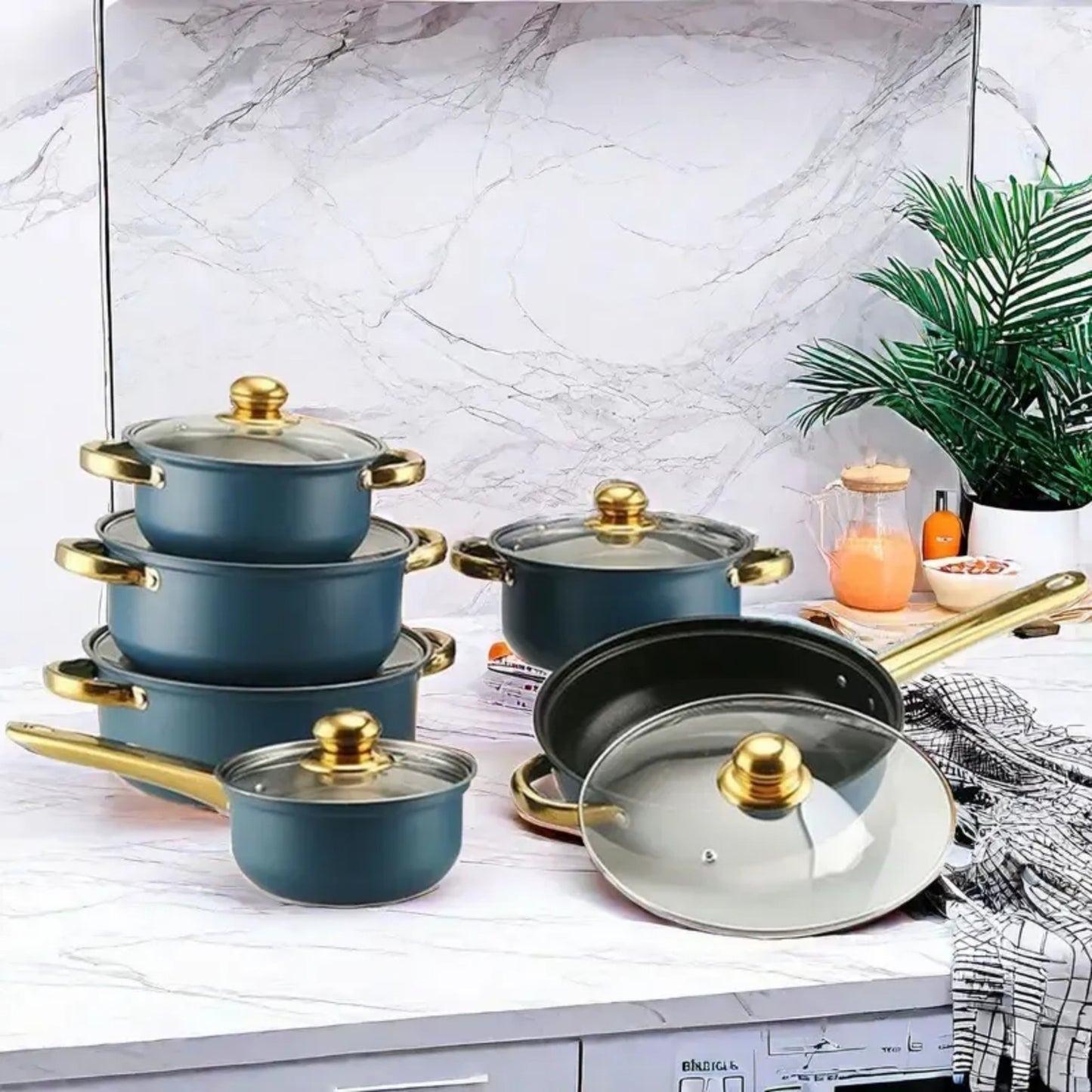 LunaLulinlk silver 12 Piece Stainless Steel Cookware Set, Assorted Colors Non-Stick Cookware Set