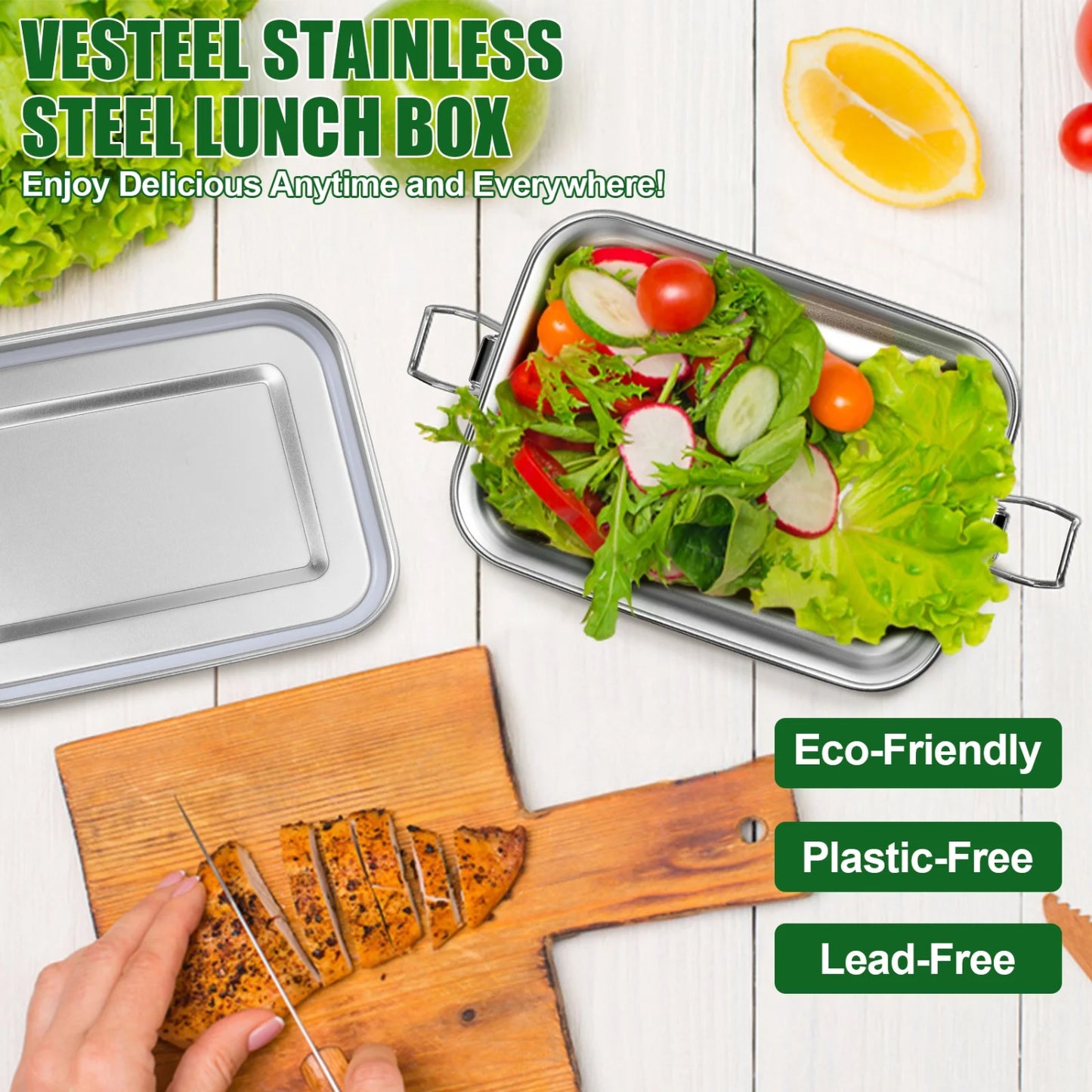 LunaLulinlk Stainless Steel Small Bento Box for Lunch and Snacks, 18.6 Oz Lunch Box Metal Food Storage Container, Portable and Leak-proof