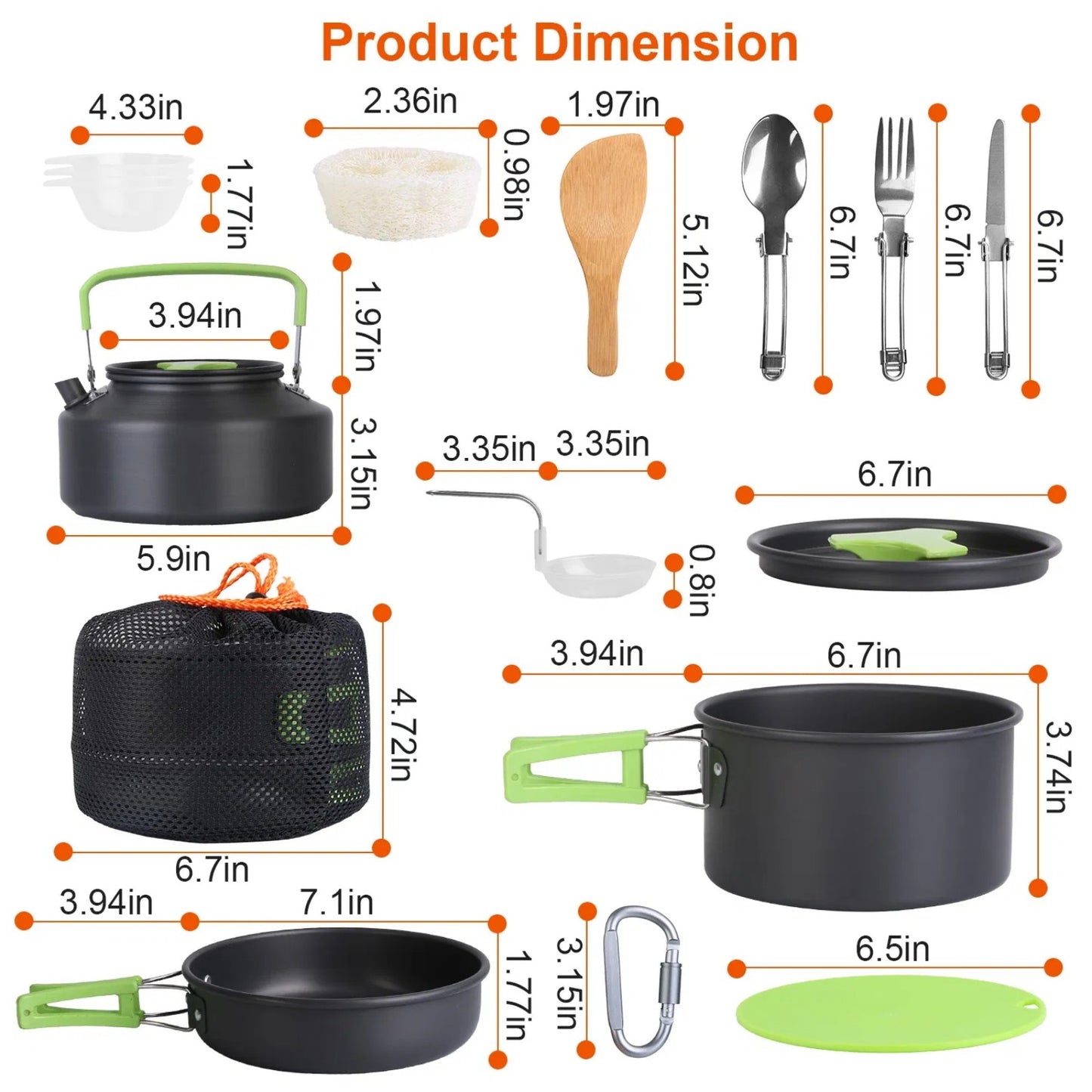 LunaLulink 16 Piece Camping Cookware Set Camping Stove Cookware Kit