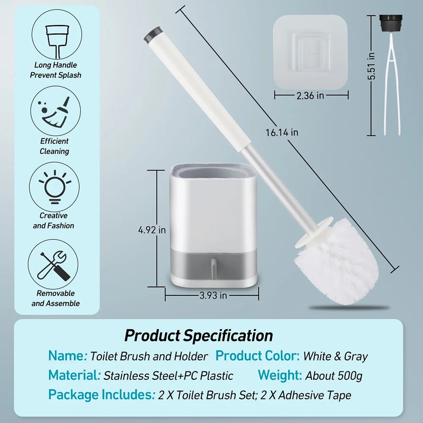 LunaLulinlk Toilet Brush and Storage Box Set of 2 - Bathroom Brush Cleaner with Holder