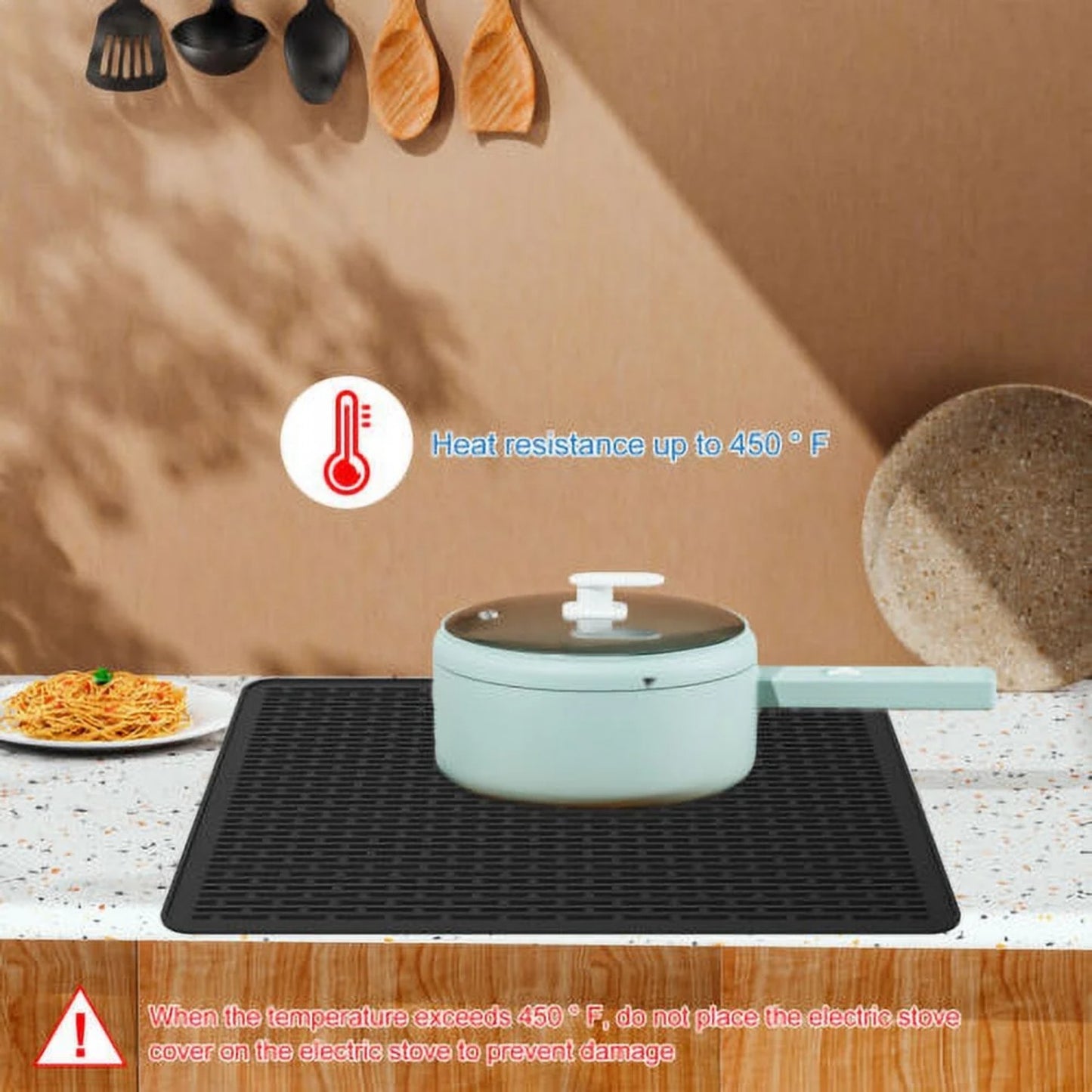 LunaLulinlk Silicone Dish Drying Mat Silicone Stove Mat 28×20in Large Silicone Stove Top Protector Reusable
