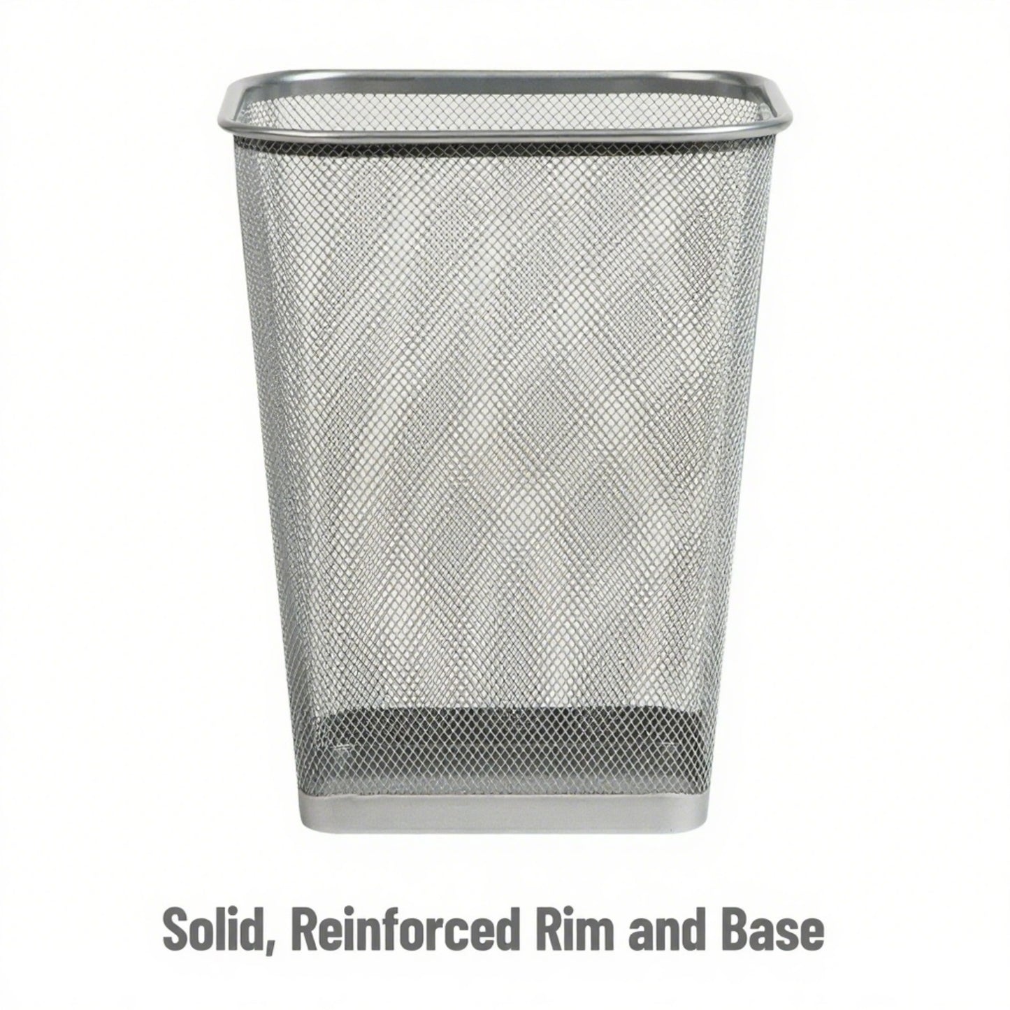 LunaLulinlk Silver Metal Mesh Trash Bin Wastepaper Basket, Set of Two, Square, Office Use