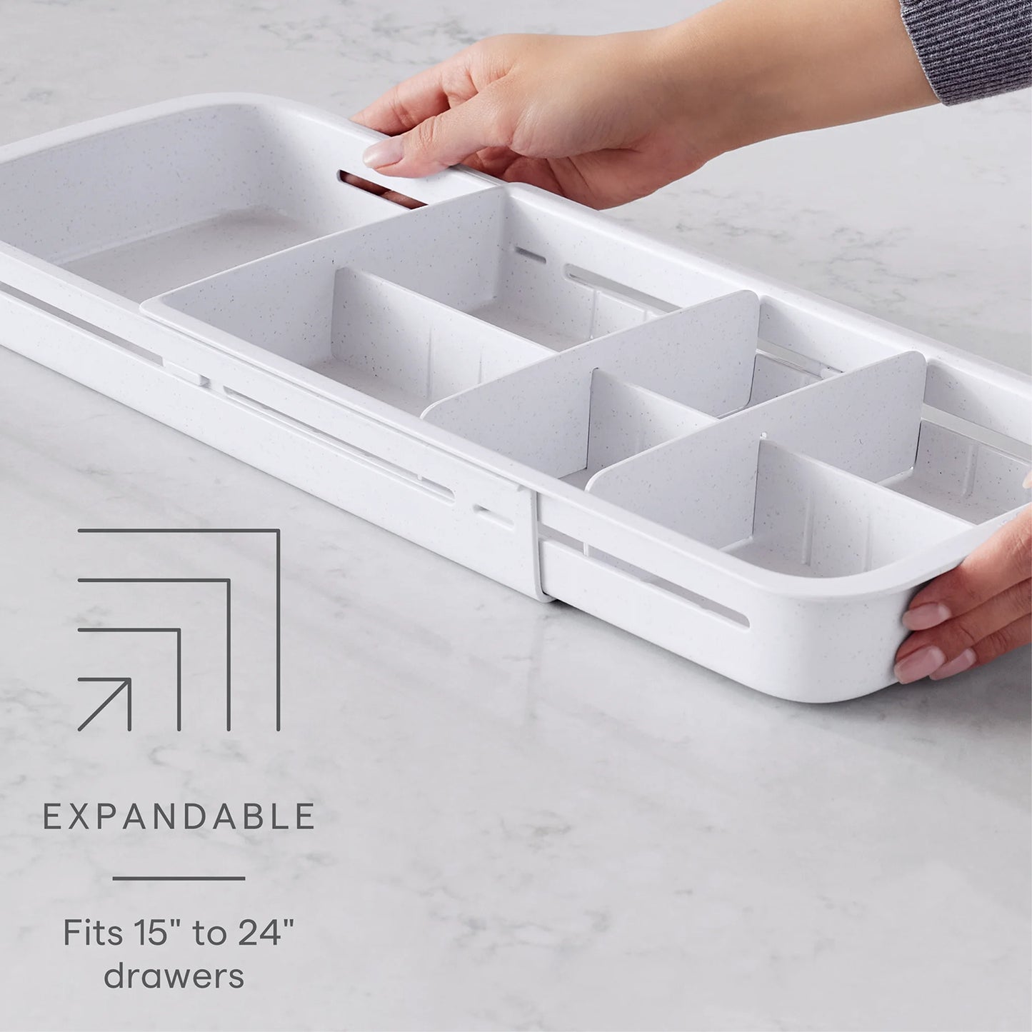 LunaLulinlk Sliding drawer tray with adjustable dividers and expandable storage compartments