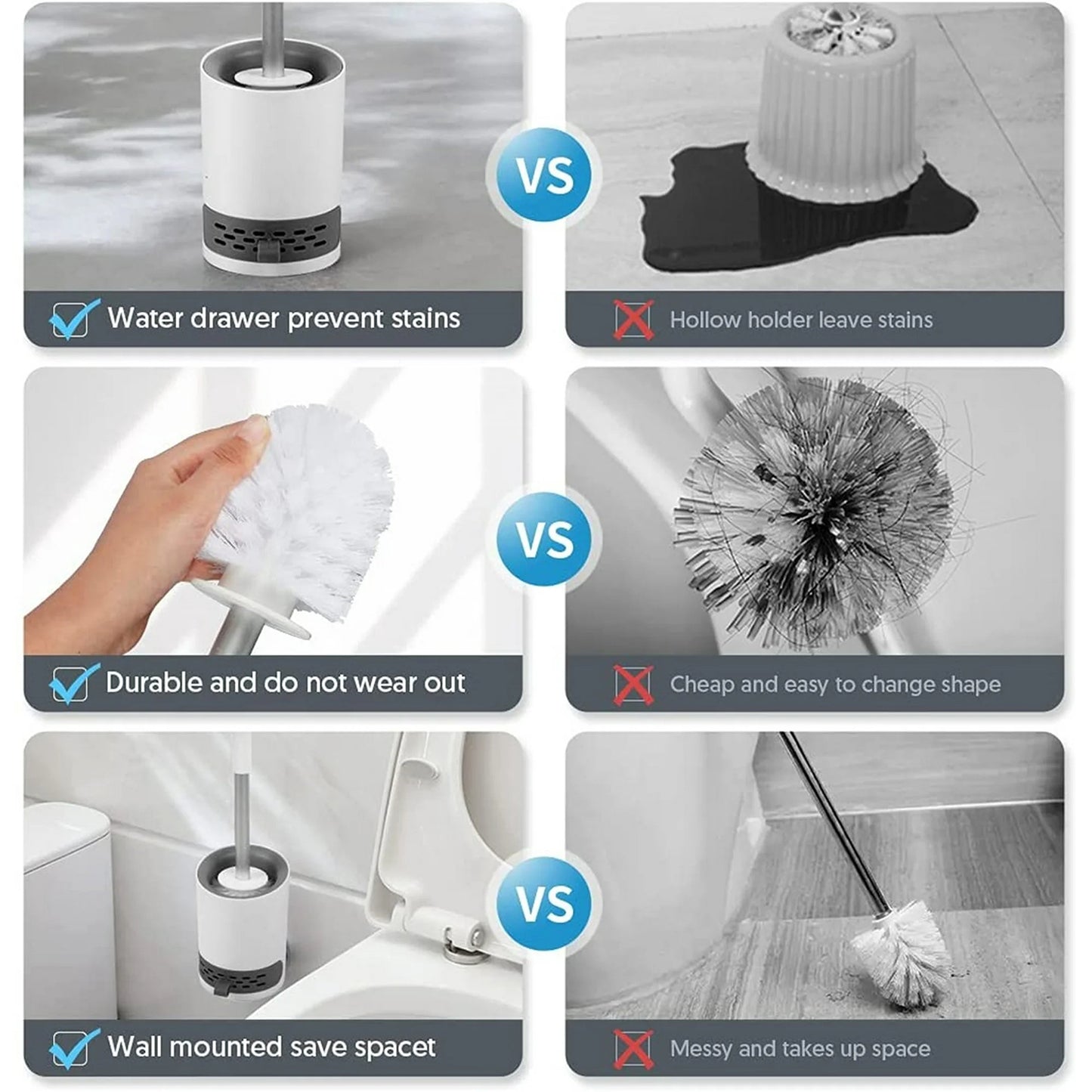 LunaLulinlk Toilet Brush and Holder Plunger Set 2 Piece Toilet Brush for Bathroom Cleaner