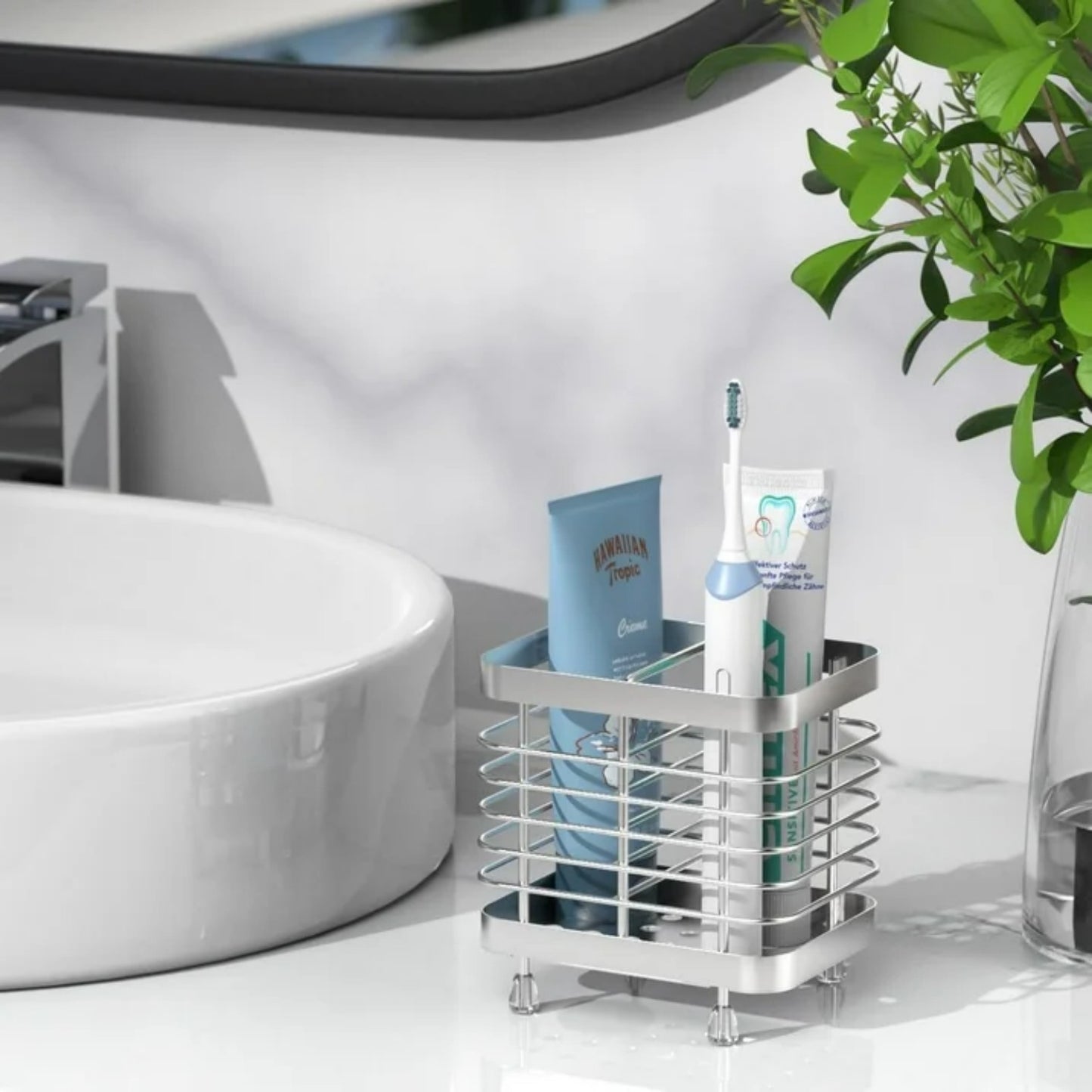 LunaLulinlk Toothbrush Holders Stainless Steel Electric Toothbrush Holder Wall Mounted, Shower Toothbrush Toothpaste Holder, 2 Slots, Silver