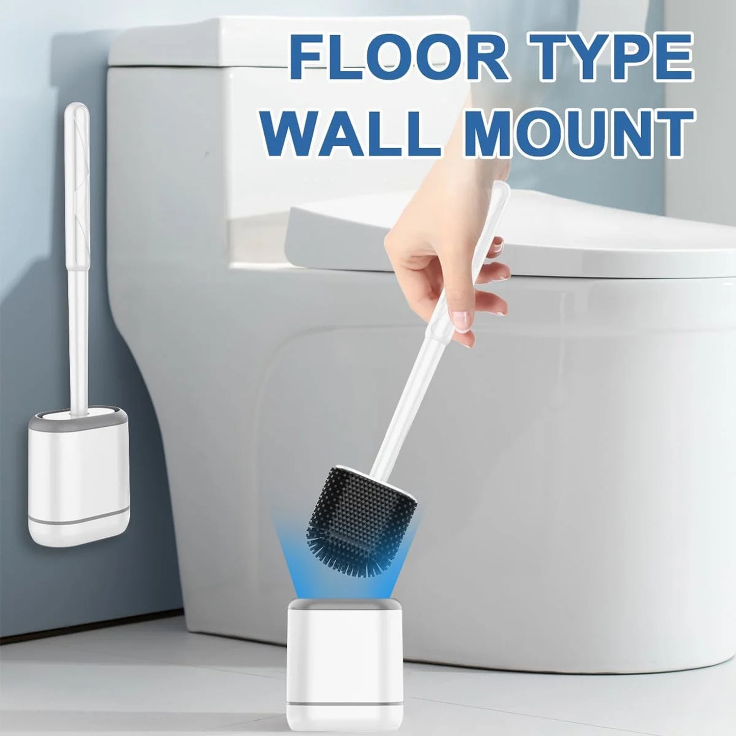 LunaLulinlk Toilet Brush and Toilet Brush Organizer with Magnetic Holder, Gray, 2-Pack