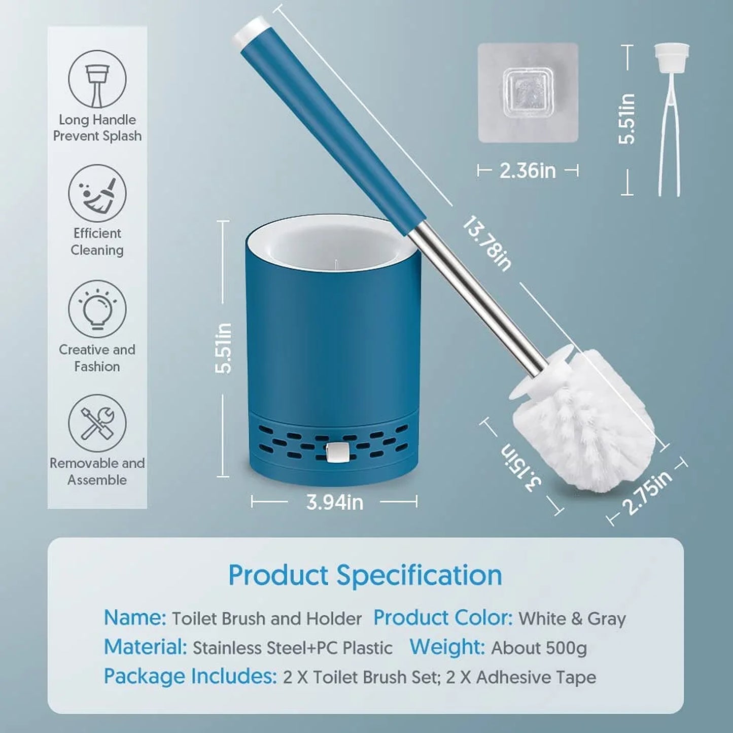 LunaLulinlk Toilet brush and holder set Toilet brush and toilet brush holder with holder