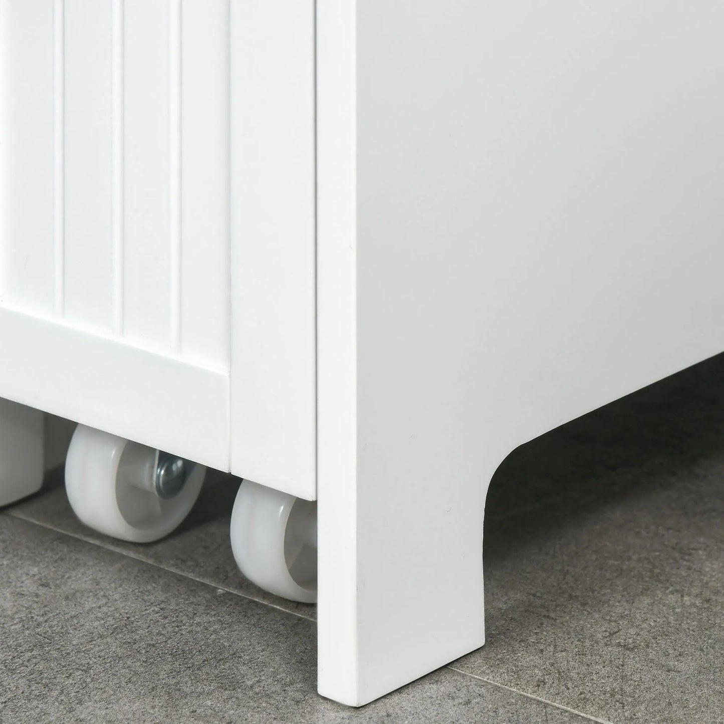LunaLulinlkWhite Bathroom Slim Freestanding Storage Cabinet on Wheels with Two Drawers