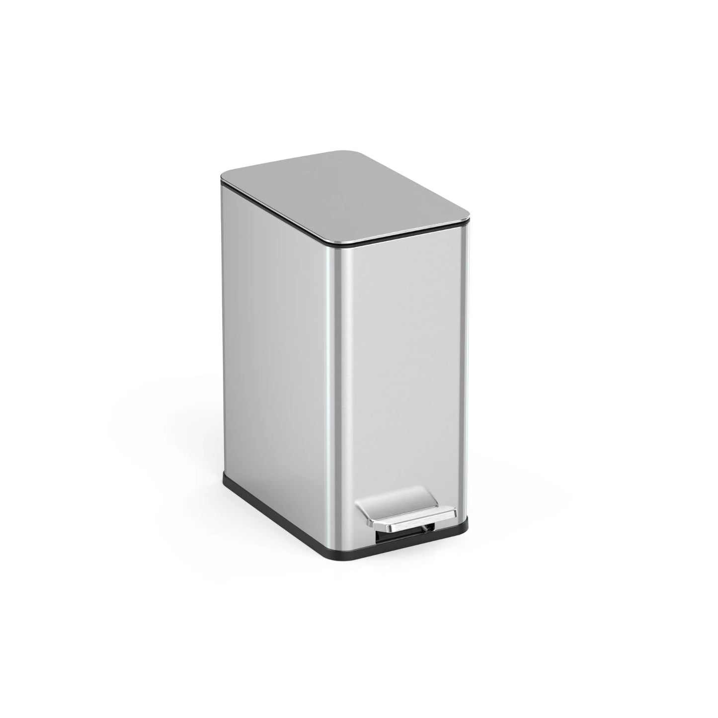 LunaLulinlk Silver Stainless Steel (2 Pack) 2.6 Gallon Trash Can, Ultra-Slim Step-Up Bathroom Trash Can