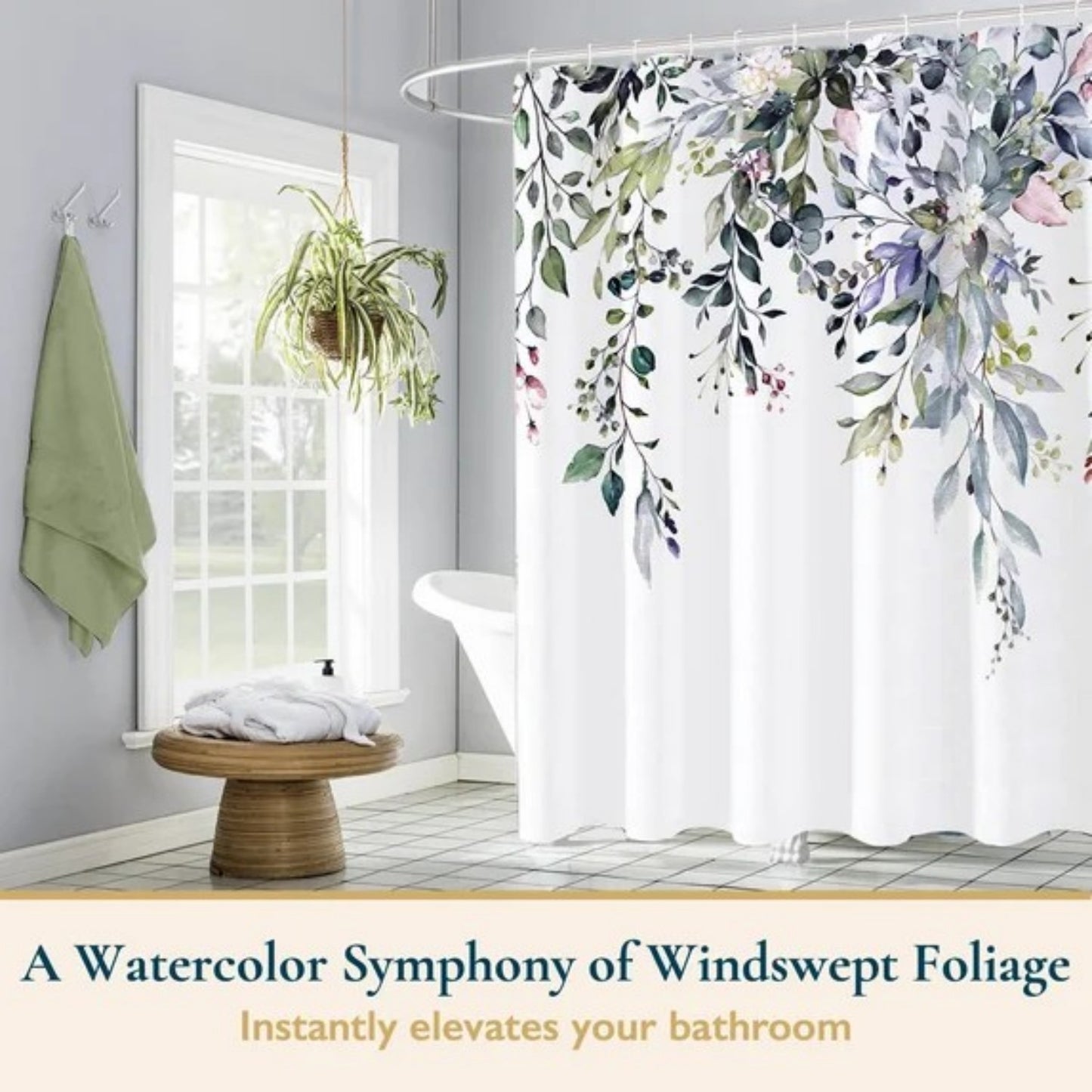 LunaLulinlk Shower Curtain with Hooks – Heavy-Duty Mold/Mildew-Resistant