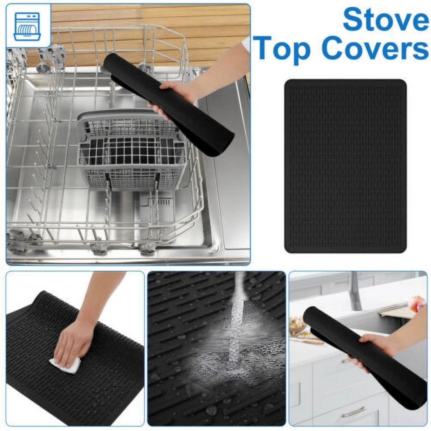 LunaLulinlk Silicone Dish Drying Mat Silicone Stove Mat 28×20in Large Silicone Stove Top Protector Reusable