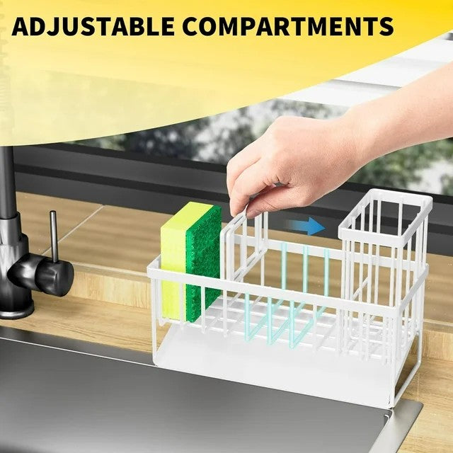 LunaLulinlk Sink Caddy,Kitchen Sponge Holder,Waterproof and Rustproof White Kitchen Accessory