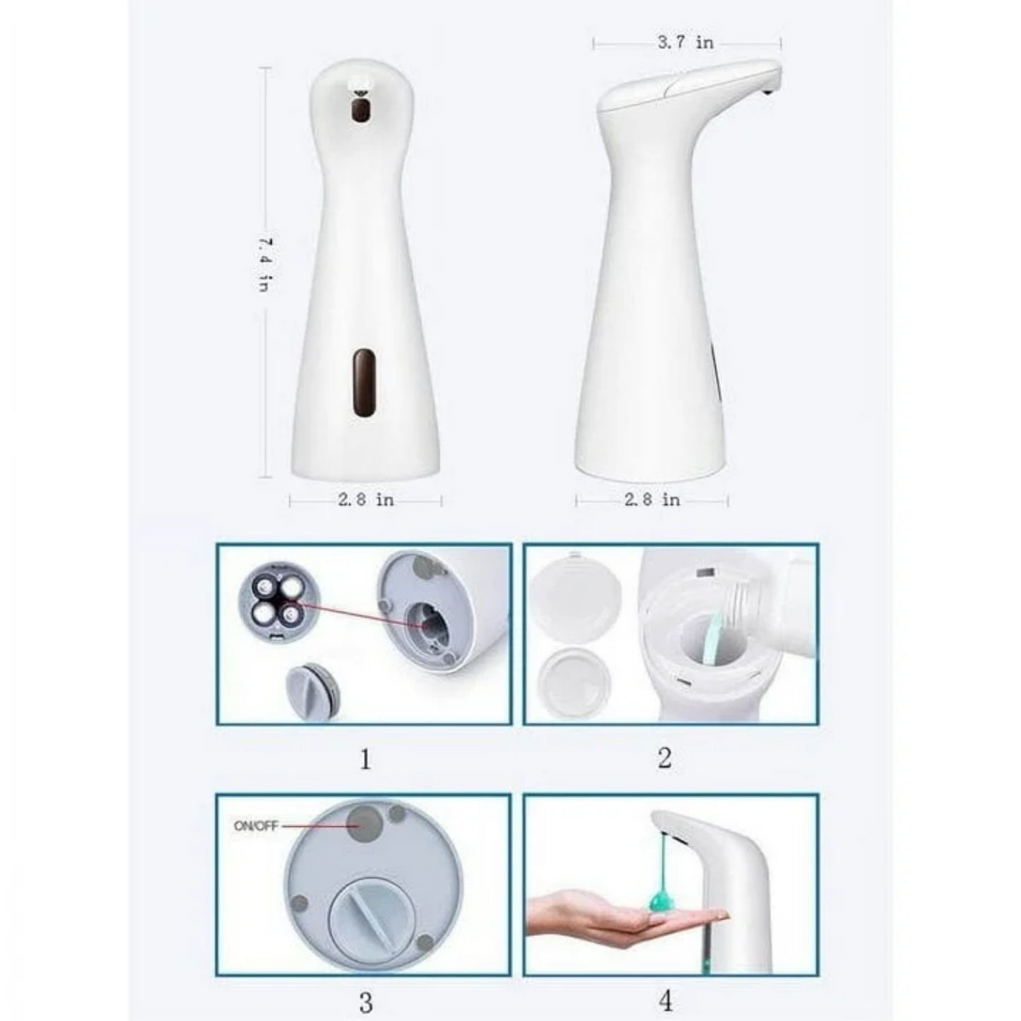 LunaLulinlk Soap Dispenser, Automatic Soap Dispenser Touchless Bath Kitchen Countertop Soap Dispenser with Infrared Motion Sensor
