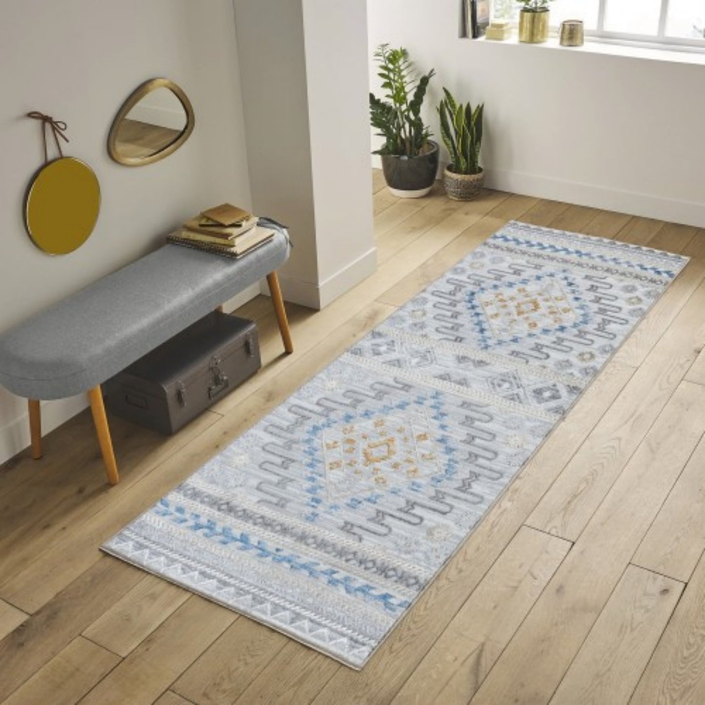 LunaLulinlk White Medallion Patterns and Southwest Soul Multi 5 ft. 3 in. x 7 ft. Area Rug