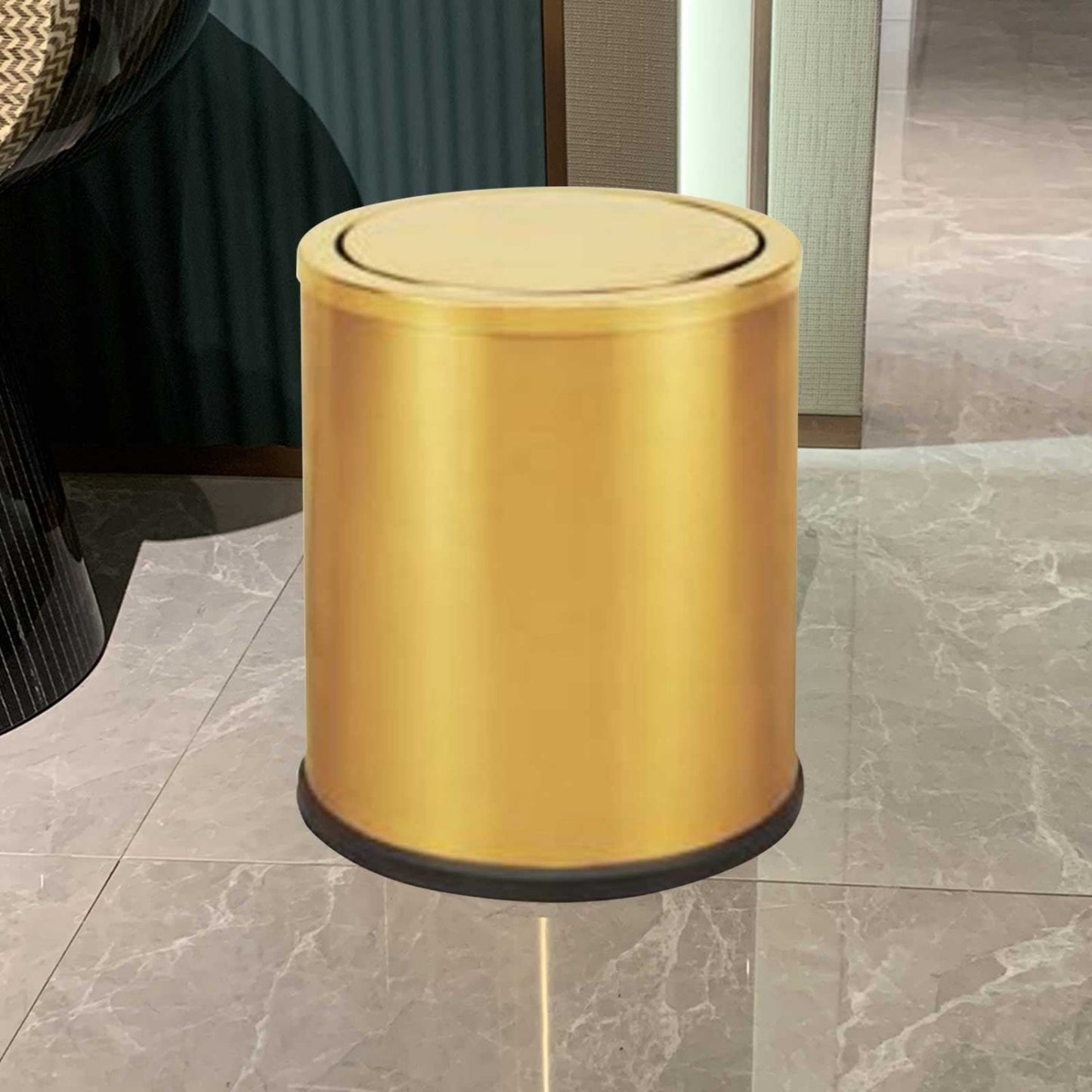 LunaLulinlk Small Trash can with Flipping lid, Stainless Steel , 2.6gallon,Garbage cans Metallic Gold