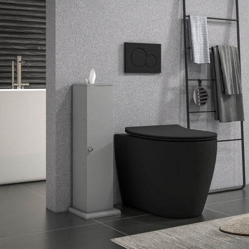 LunaLulinlk Toilet Paper Cabinet, Small Bathroom Corner Floor Cabinet with Doors and Shelves, Thin Storage Bathroom Organizer for Paper Shampoo, Gray