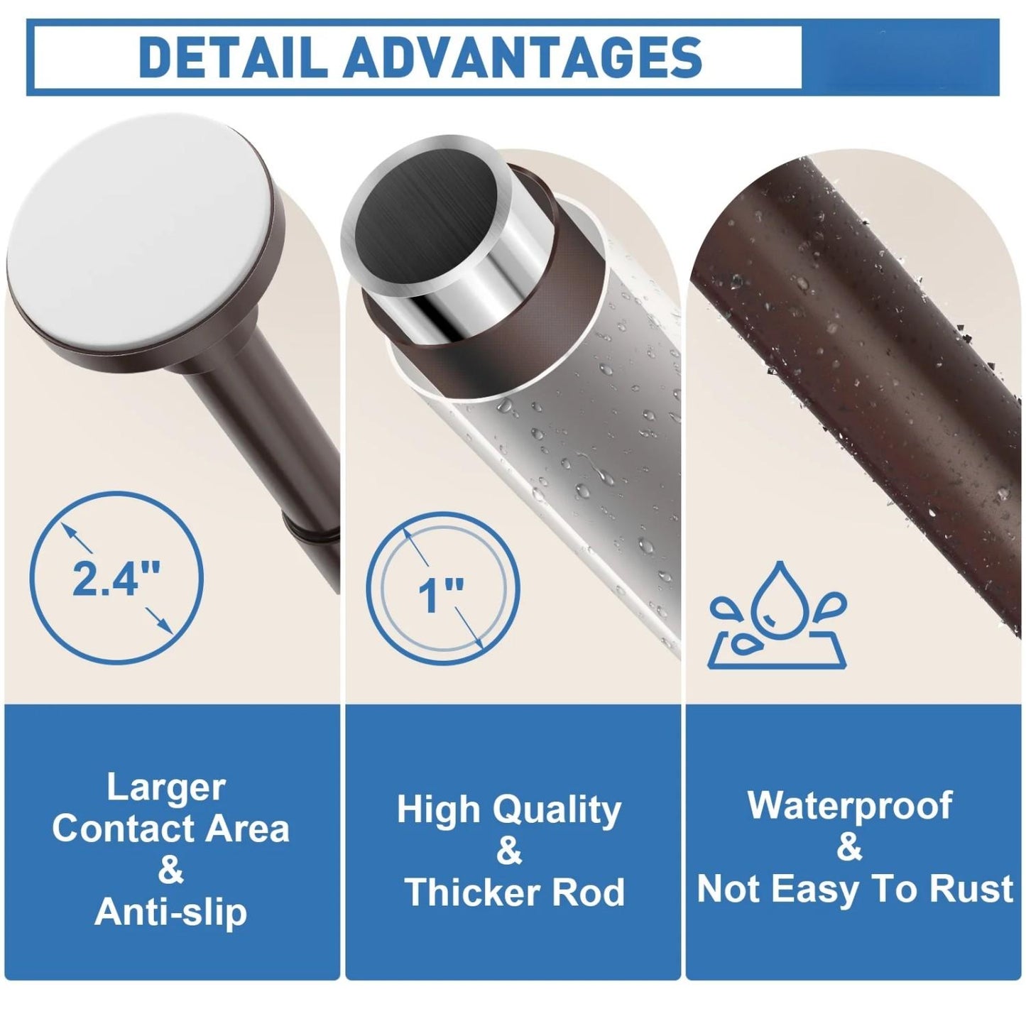 LunaLulinlk Shower Curtain Rod, Adjustable 32-75 Inch Spring Tension Shower Rods for Bathroom or Window