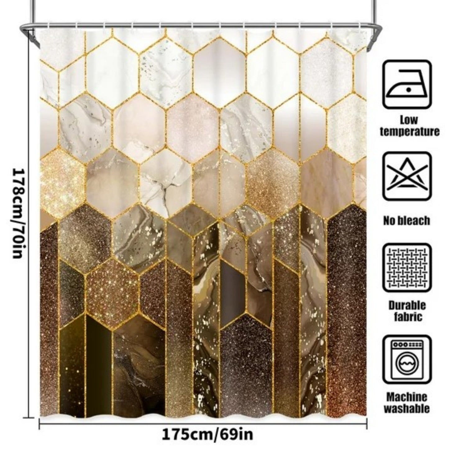 LunaLulinlk Shower Curtain with Hooks,Brown