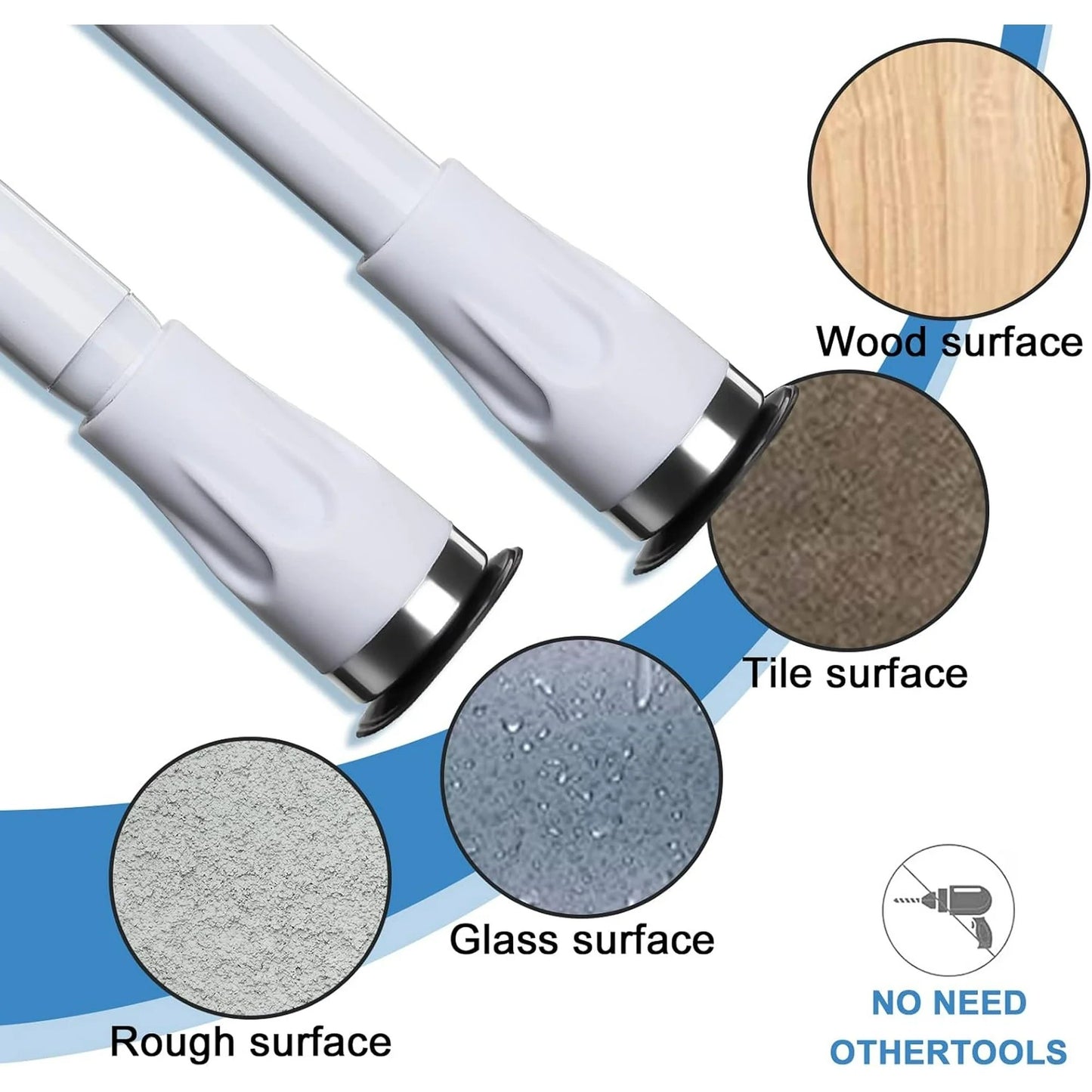 LunaLulinlk White Tension Curtian Rod No drill, 42 to 72 inch Adjustable Heavy Duty Shower Curtain Rod for Windows Bathroom Closet