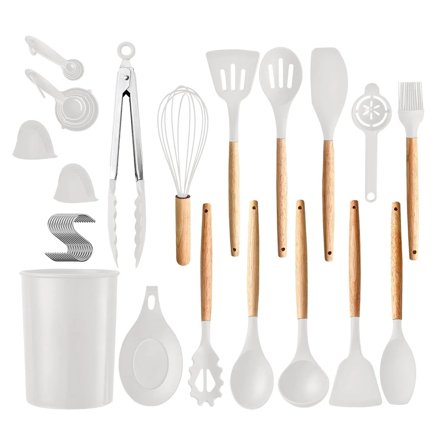 LunaLulinlk White 35Pcs Kitchen Cooking Utensils Set Spatula Set Baking Utensil Set