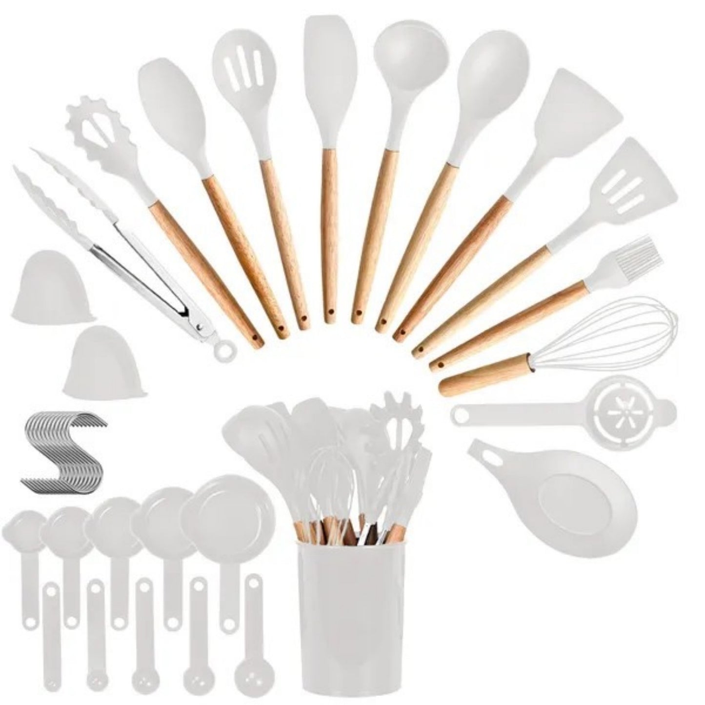 LunaLulinlk White 35Pcs Kitchen Cooking Utensils Set Spatula Set Baking Utensil Set