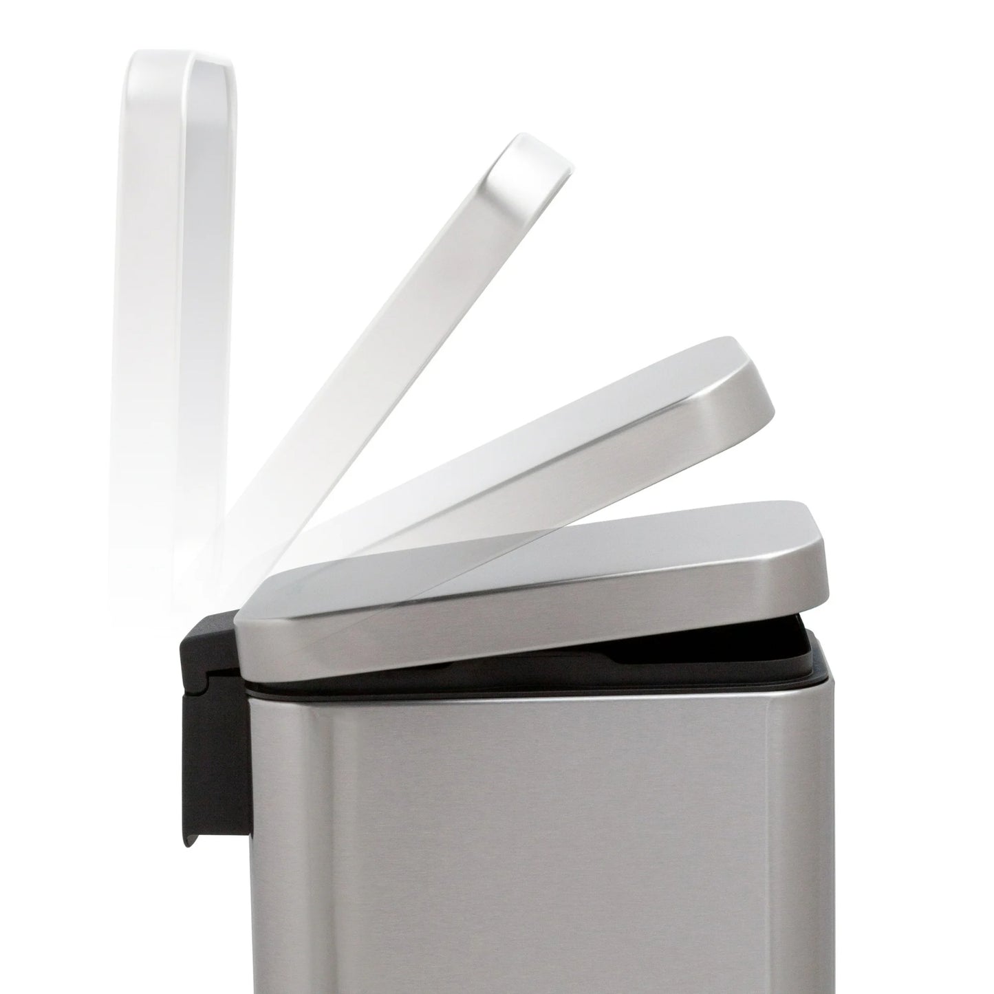 LunaLulinlk Silver Stainless Steel 1.3 Gallon Trash Can Set of Two, Slim Step-Up Bathroom Trash Can