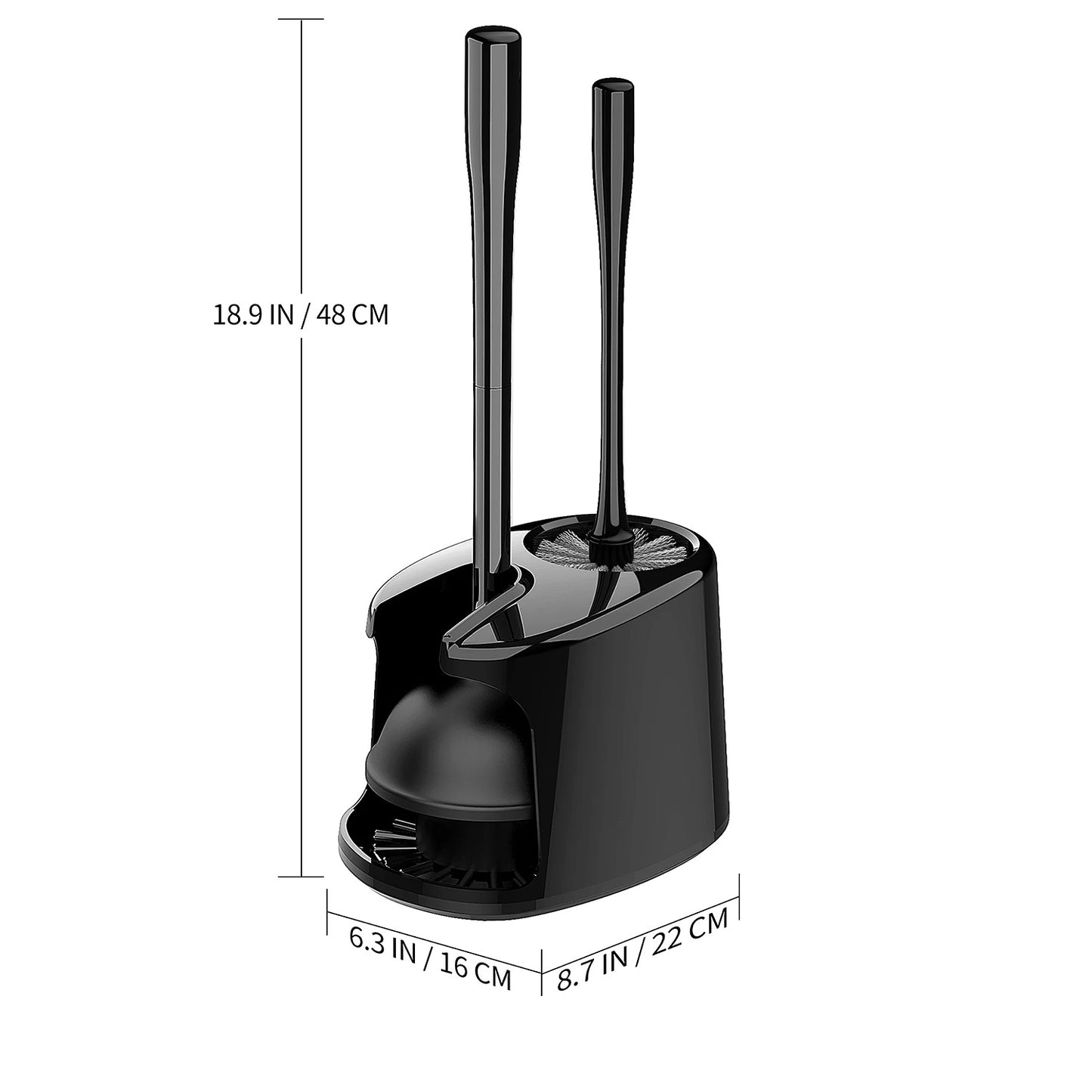 LunaLulinlk Toilet Plunger and Toilet Brush Set with Holder, Bathroom Cleaning, Black, 1 Set, Suitable for Adults
