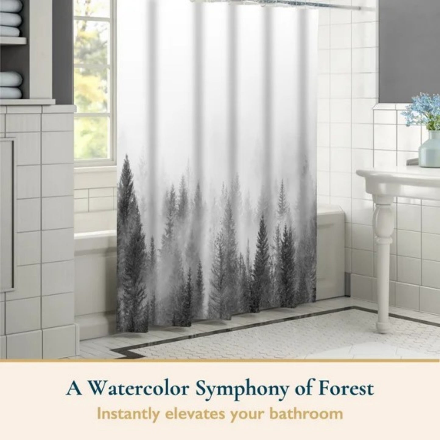 LunaLulinlk Shower Curtain with Hooks – Heavy-Duty Mold/Mildew-Resistant