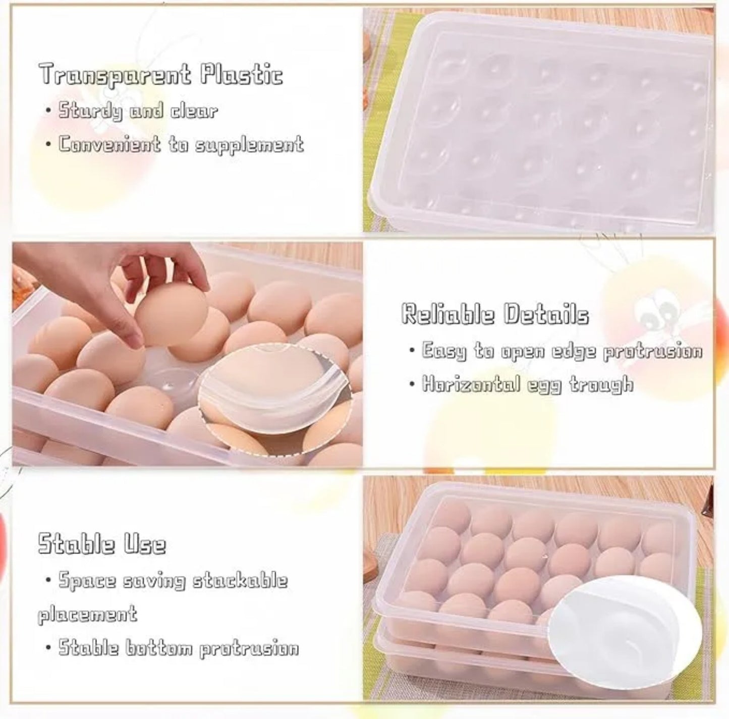 LunaLulinlk Stackable, Fresh Egg Container for 48 Eggs Kitchenware