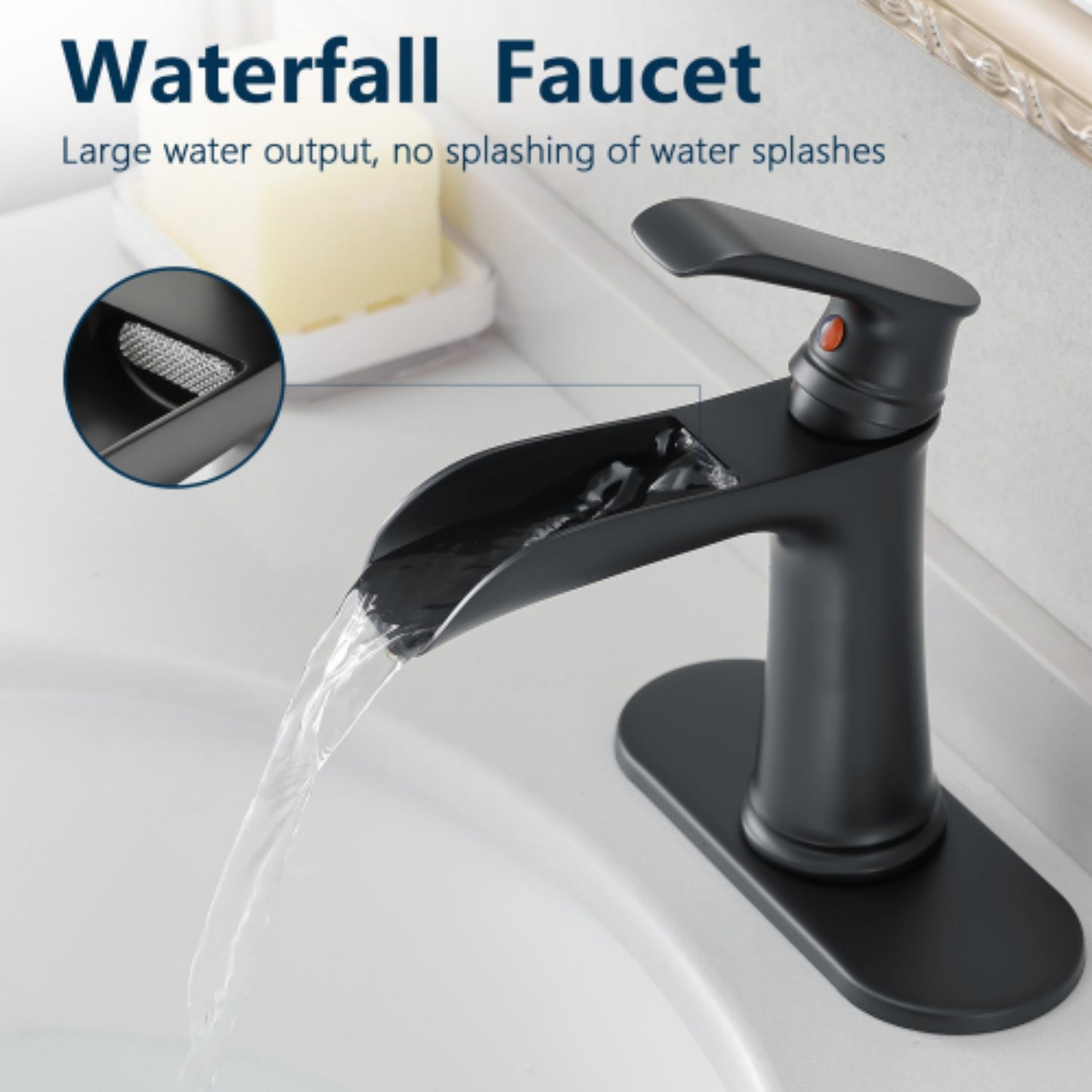 LunaLulinlk Sink faucet with countertop, bathroom faucet for sink, single hole single handle faucet