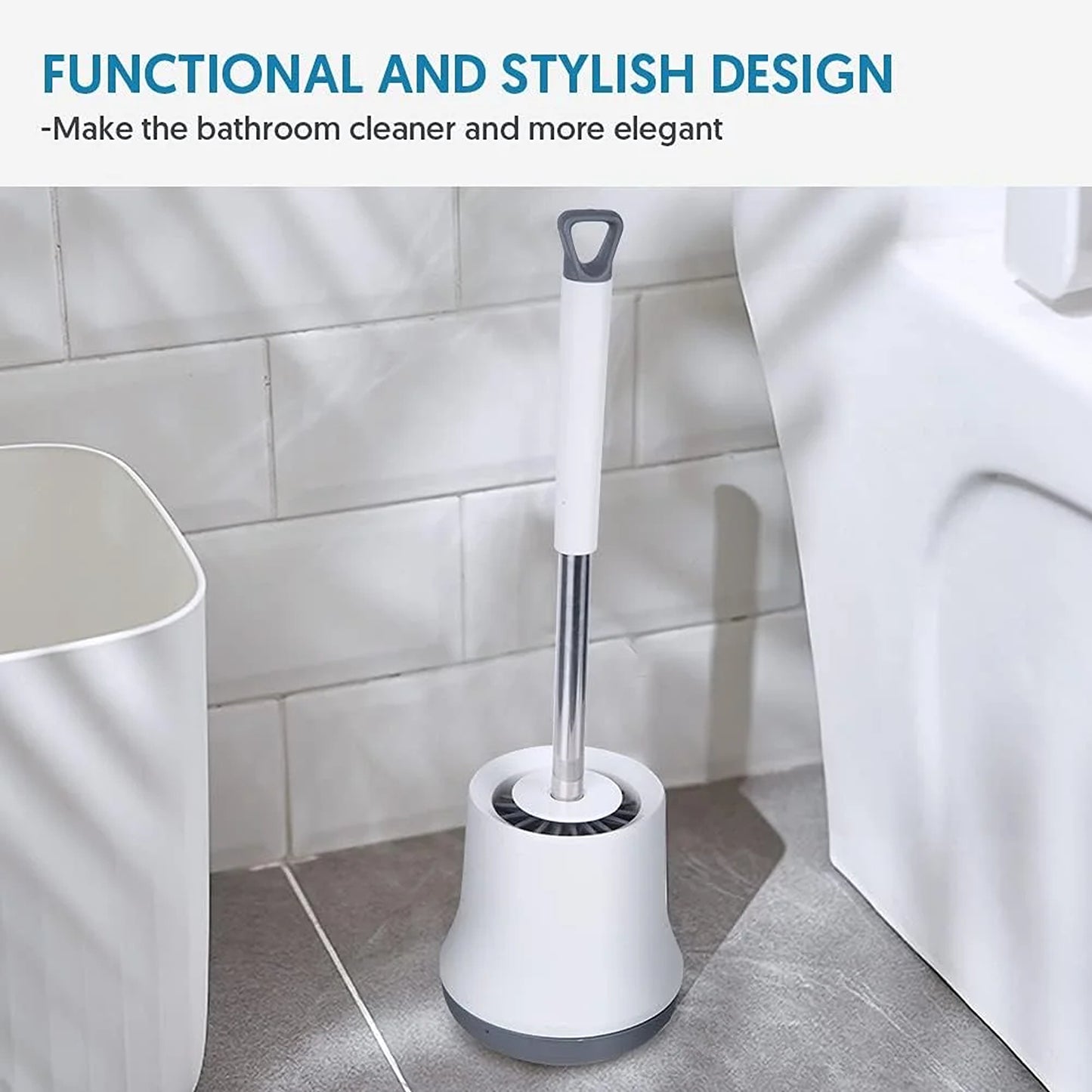 LunaLulinlk Toilet Brush Cleaner and Storage Set Bathroom Toilet Brush, White, 2-Pack
