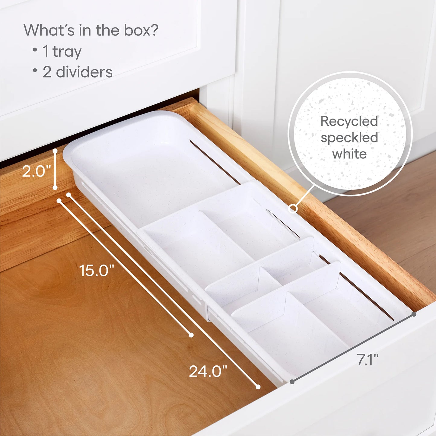 LunaLulinlk Sliding drawer tray with adjustable dividers and expandable storage compartments