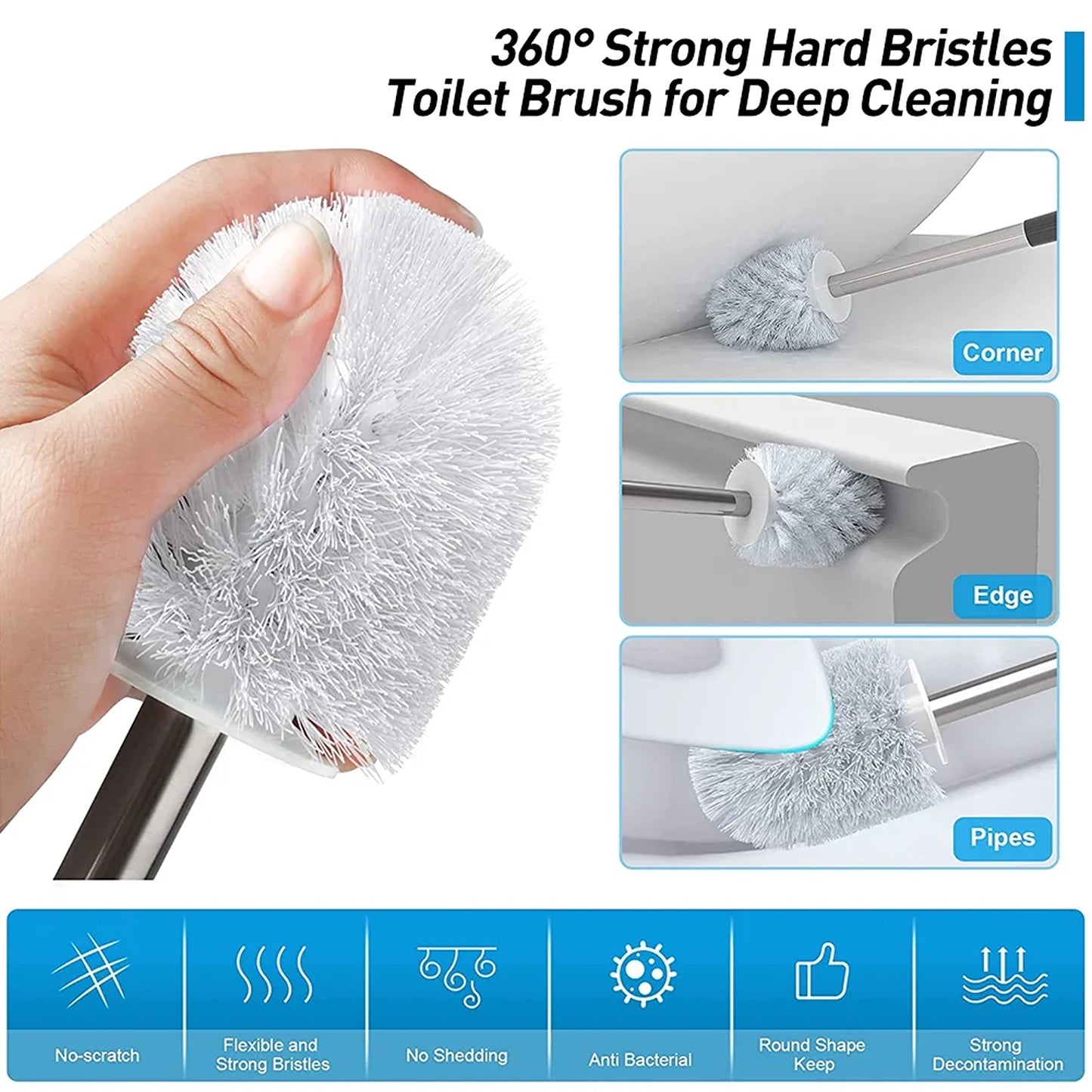 LunaLulinlk Toilet Brush and Storage Box Set of 2 - Bathroom Brush Cleaner with Holder