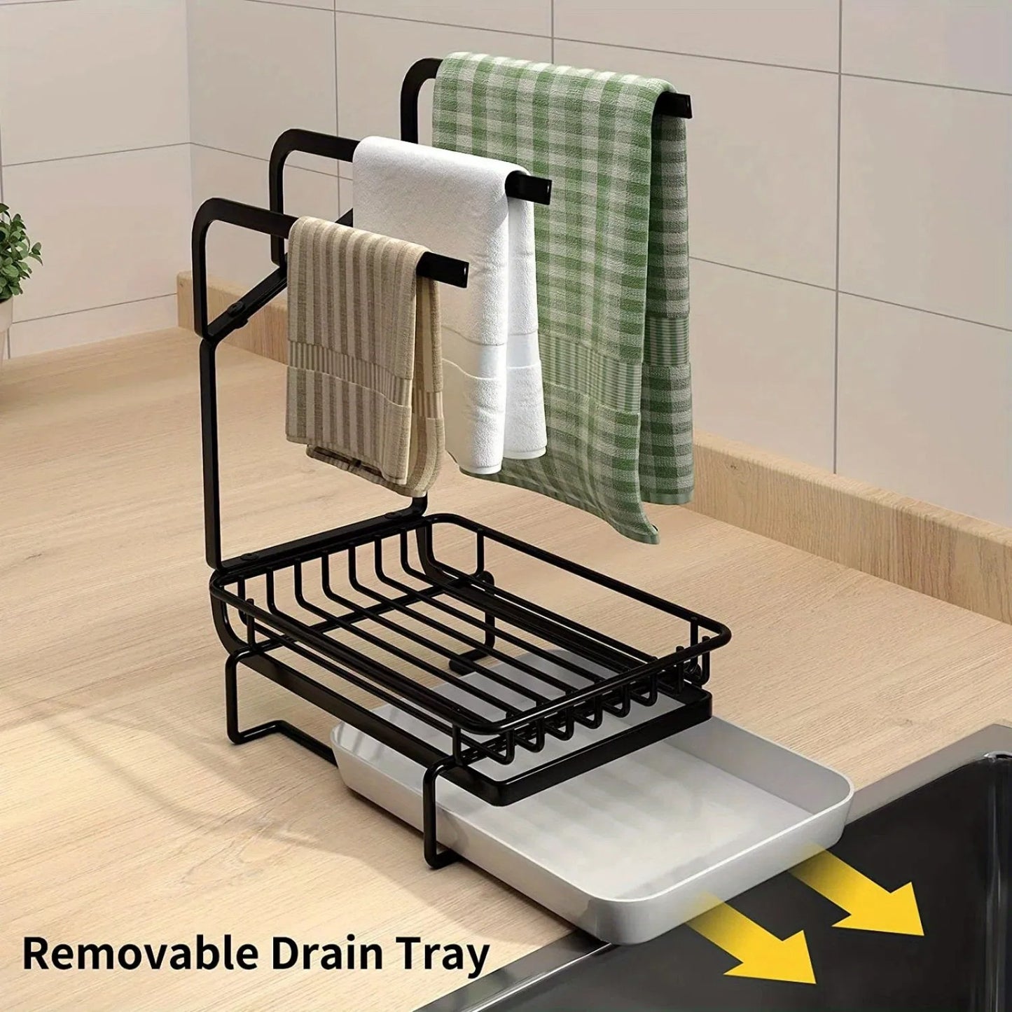 LunaLulinlk Stainless Steel Kitchen Sink Storage Rack, Dishcloth, Soap Brush, Sponge Storage Rack