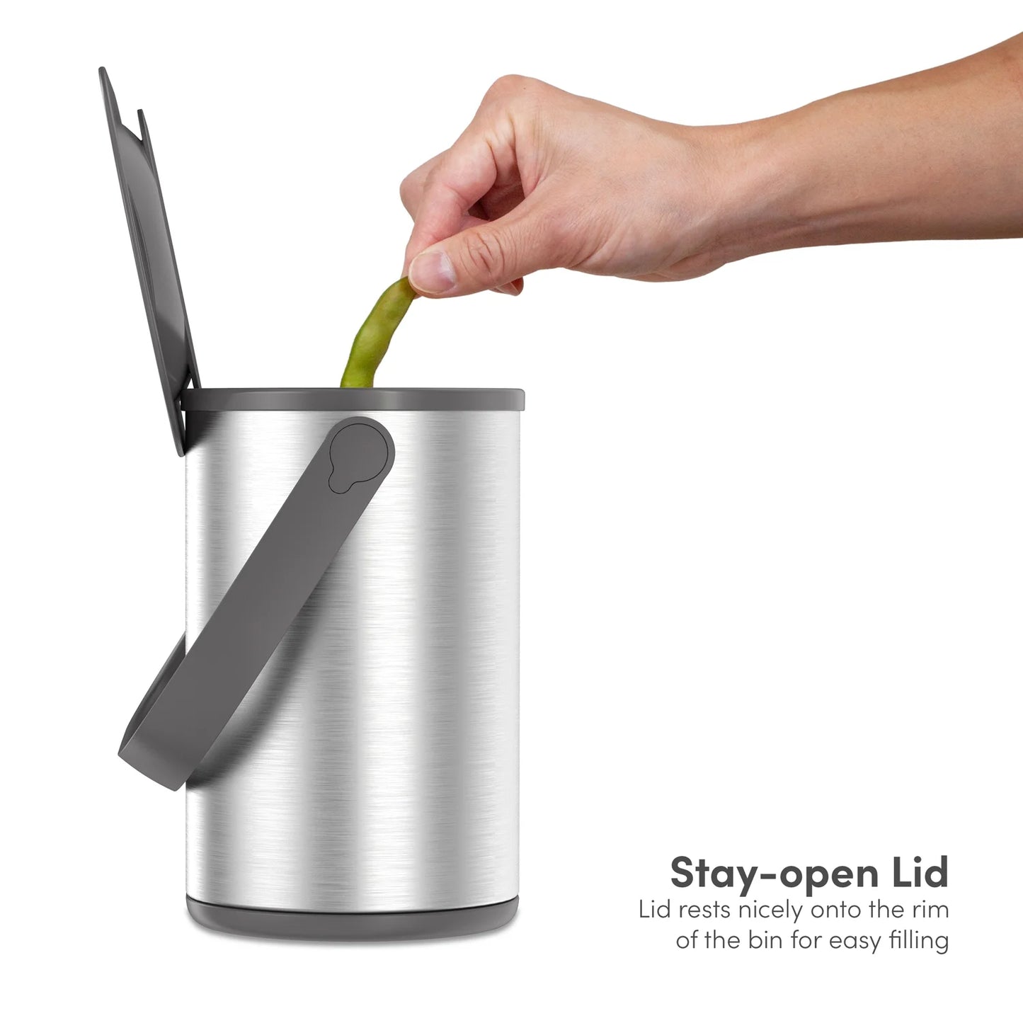 LunaLulinlk Silver Stainless Steel 1 Gallon Multi-Purpose Countertop Trash Can with Gray Lid