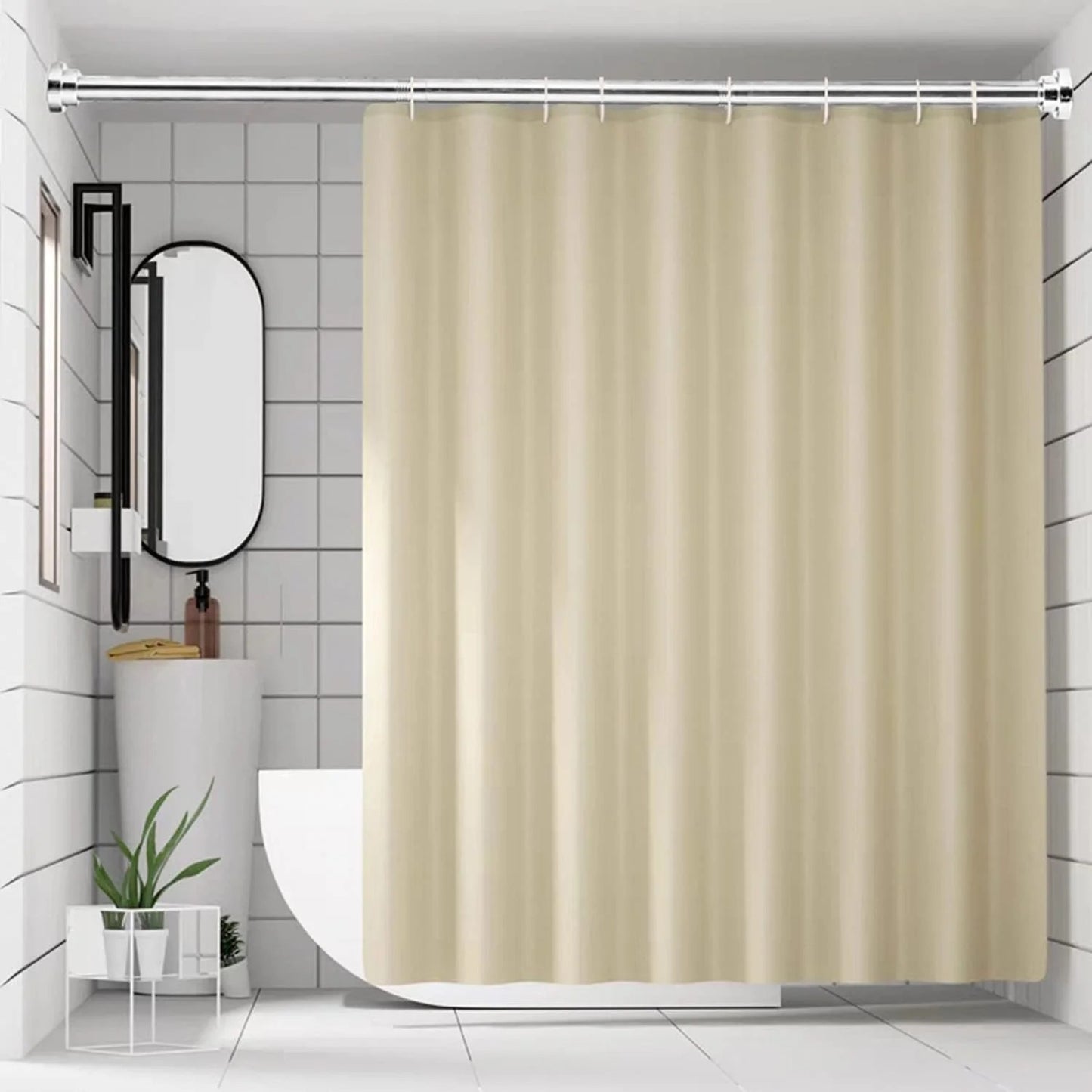 LunaLulinlk Swivel Shower Curtain Rod 31-50 inches Adjustable Silver Spring Tension Shower Rod