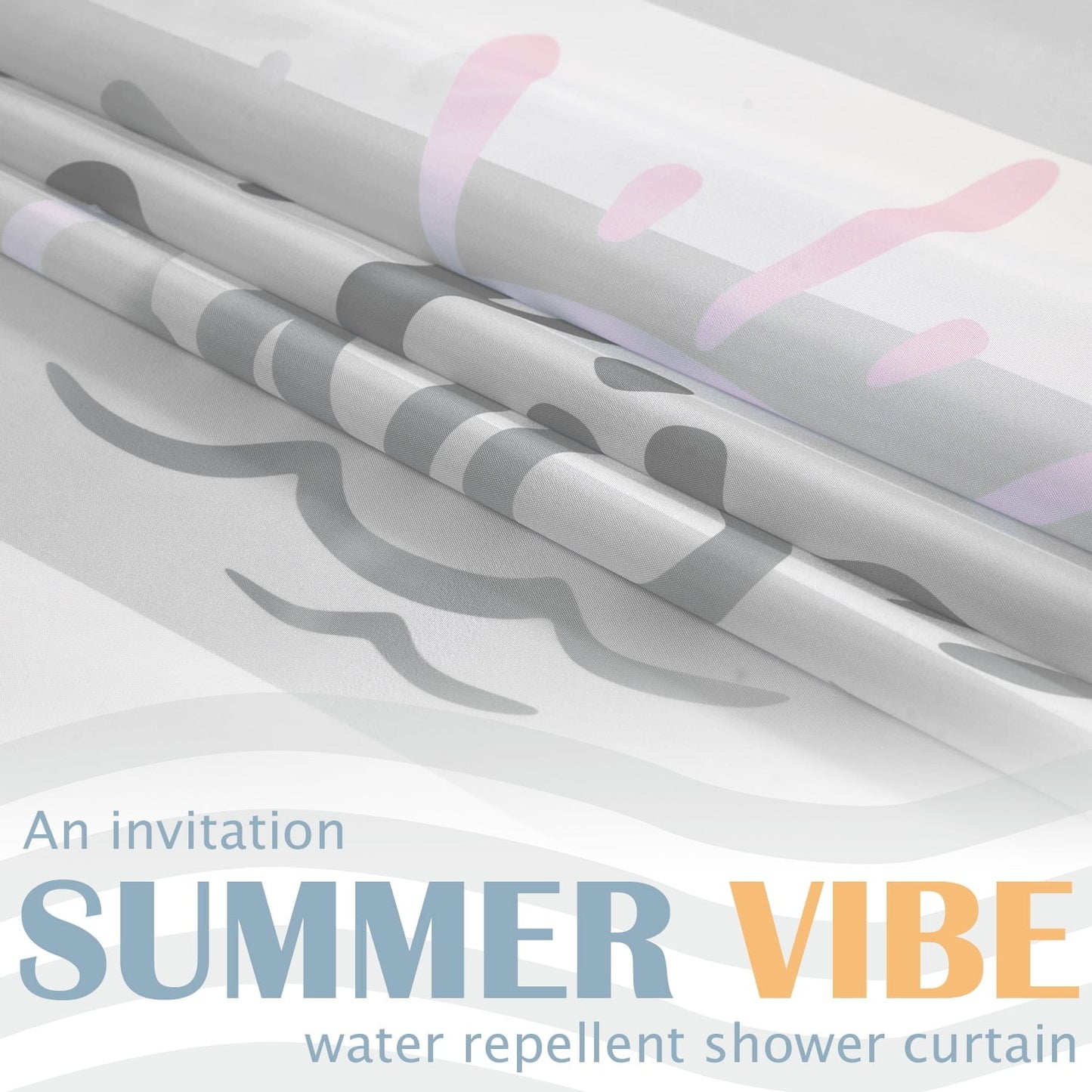 LunaLulinlk Summer Fashion Letter Stripe Home Shower Curtain,Gray