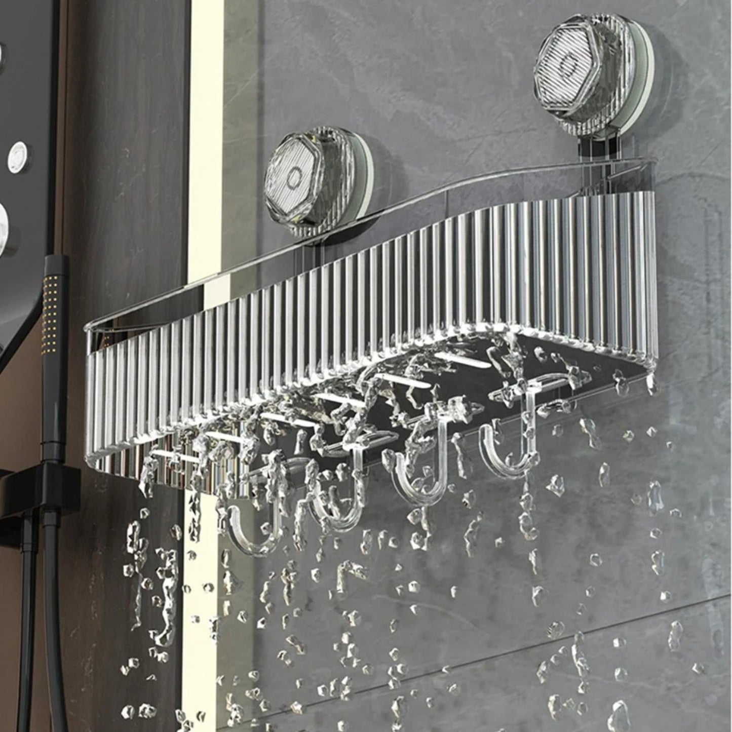 LunaLulinlk Suction Cup Shower Holder, Reusable Bathroom Shelf Holder with Suction Cup, Wall Mounted Shower Shelf Organizer