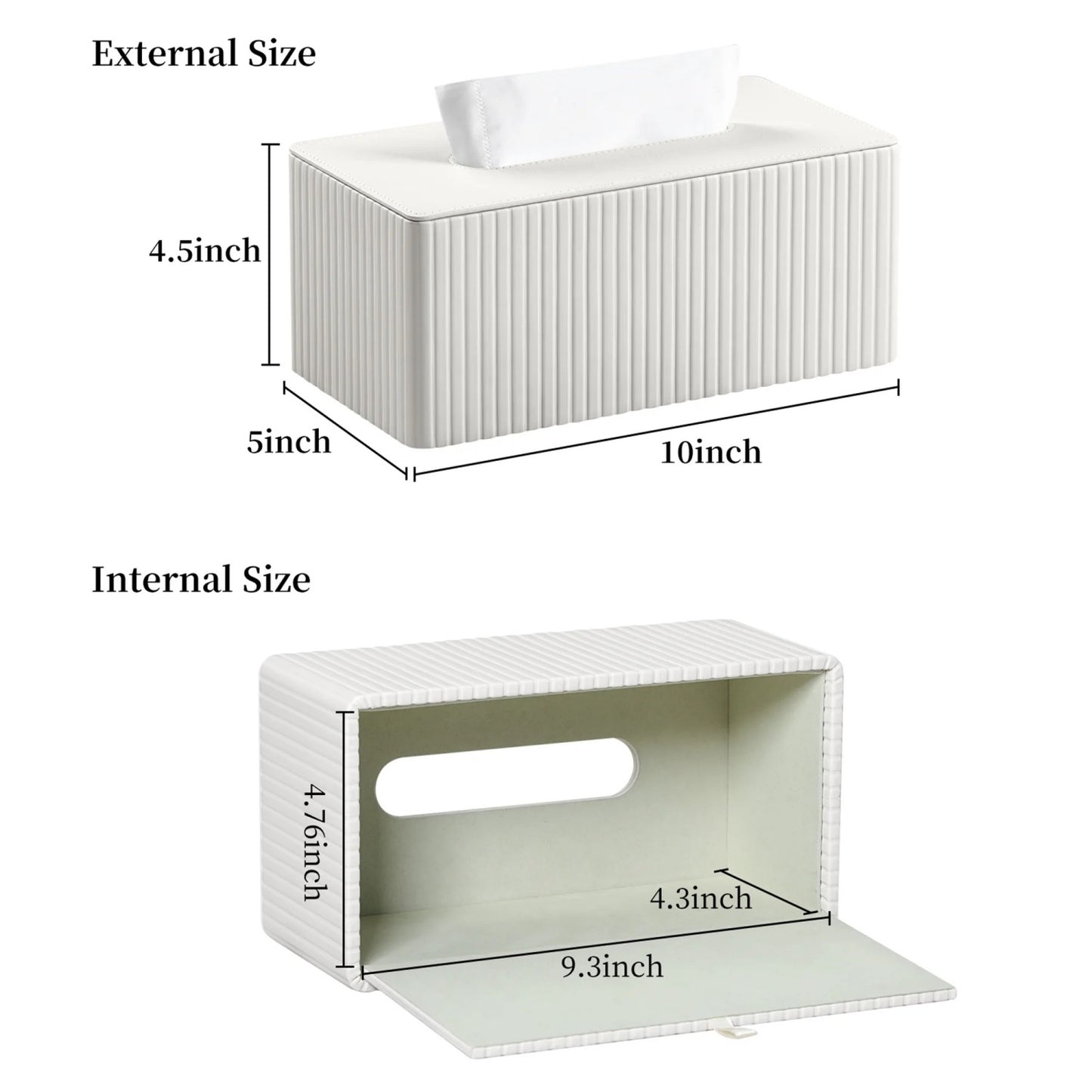 LunaLulinlk Tissue Box Cover Stylish PU Leather Rectangular Tissue Box Holder with Magnetic Bottom Cover (Silver Grey)
