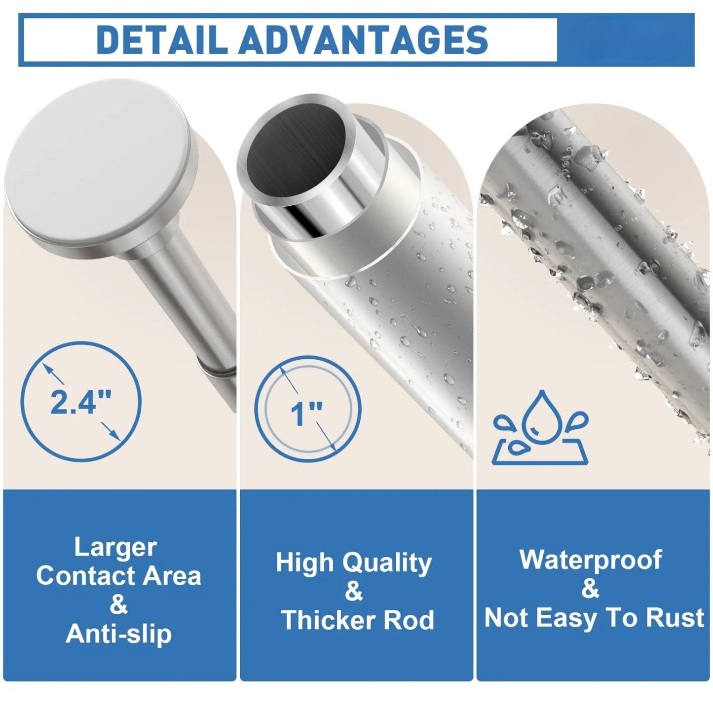 LunaLulinlk Shower Curtain Rod, Adjustable 32-75 Inch Spring Tension Shower Rods for Bathroom or Window