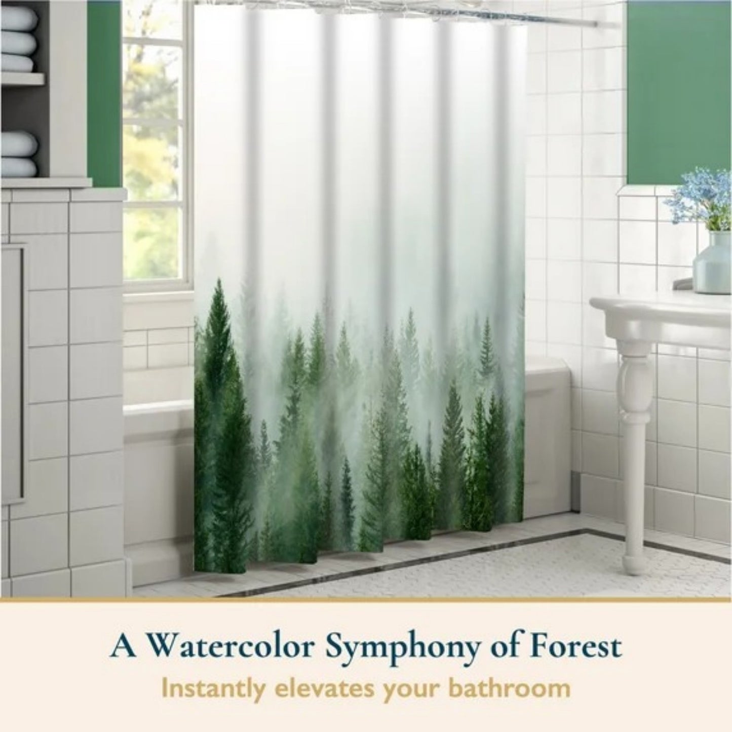 LunaLulinlk Shower Curtain with Hooks – Heavy-Duty Mold/Mildew-Resistant