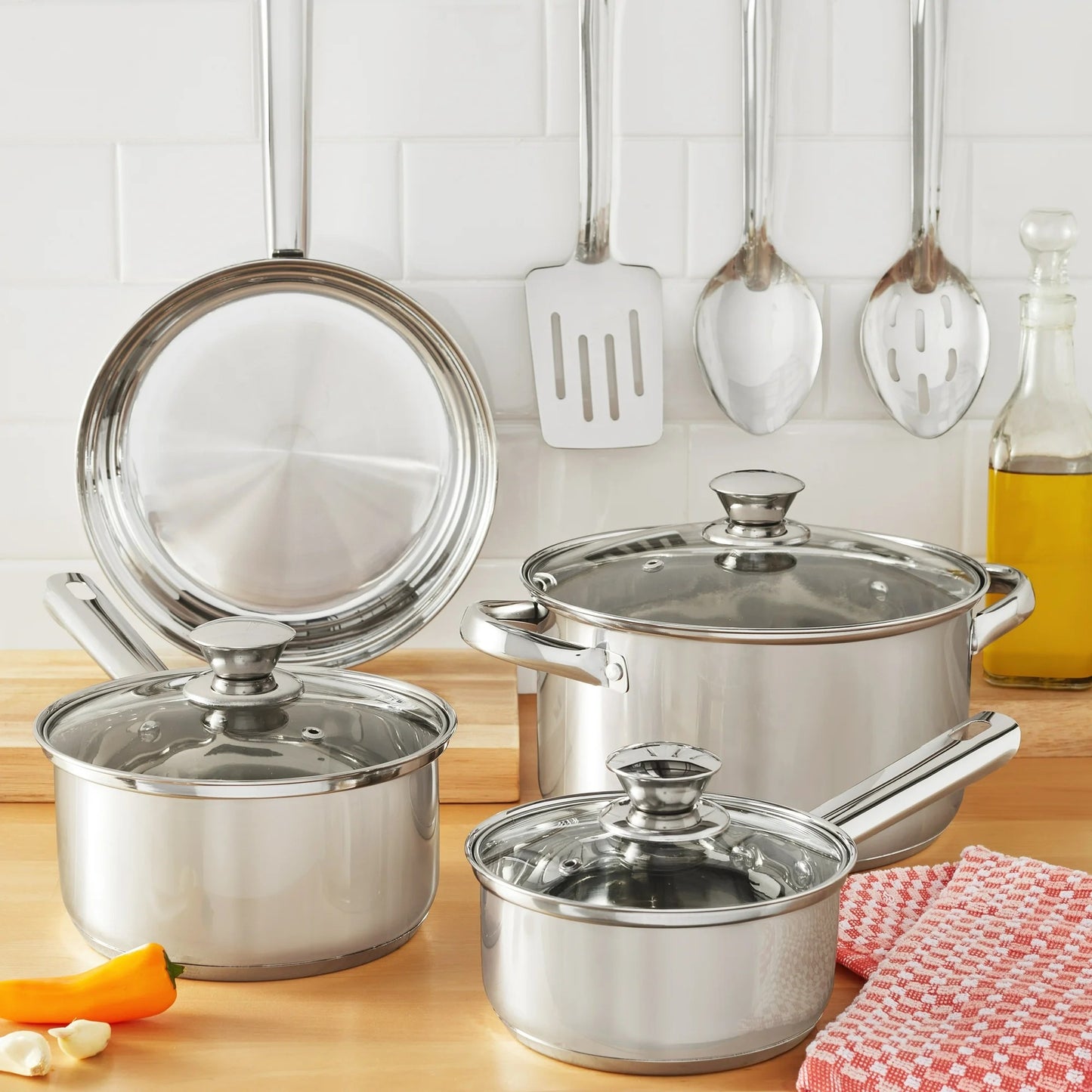 LunaLulinlk Stainless Steel 10Pc Cookware set