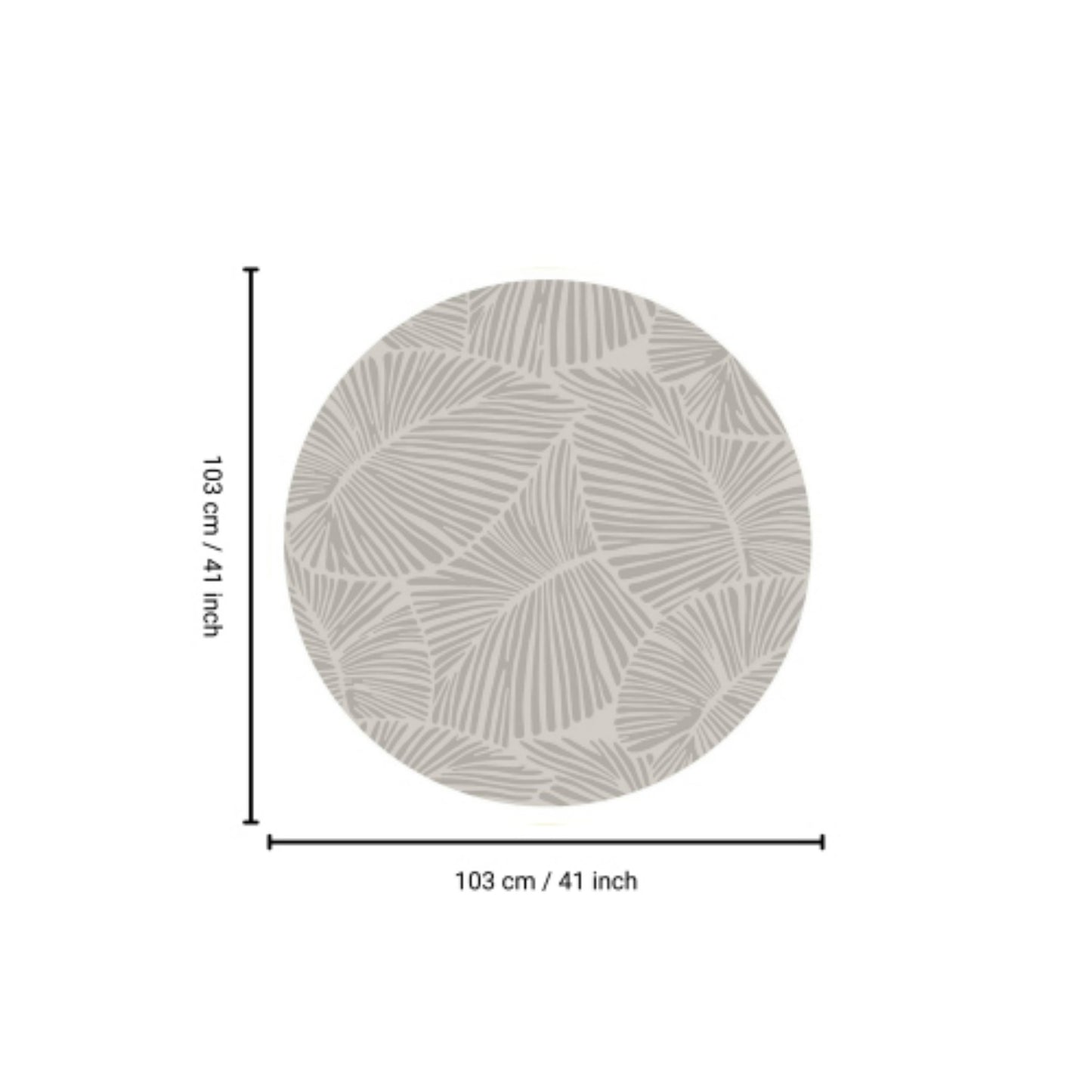 LunaLulinlk Sliver CURVE Line Leaf design41" x - 41" Round Rug