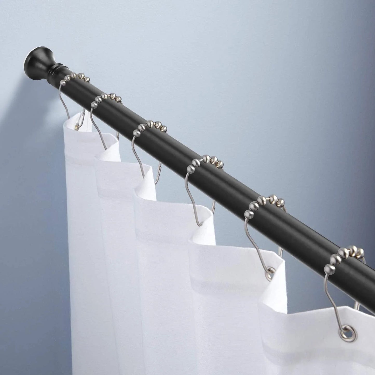 LunaLulinlk Spring Tension Shower Curtain Rod, 54-90 inches Rust-Resistance Shower Curtain Rod Bathroom Rod, Black