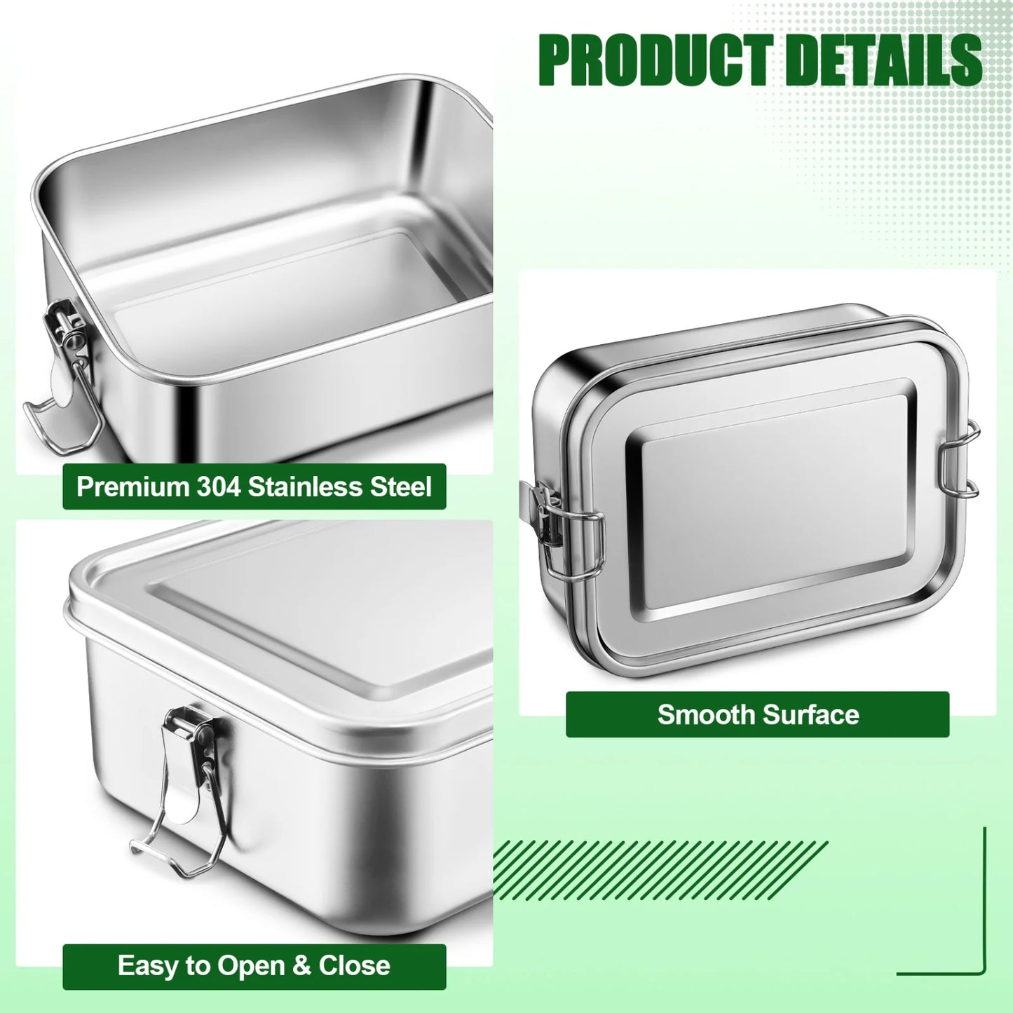 LunaLulinlk Stainless Steel Small Bento Box for Lunch and Snacks, 18.6 Oz Lunch Box Metal Food Storage Container, Portable and Leak-proof