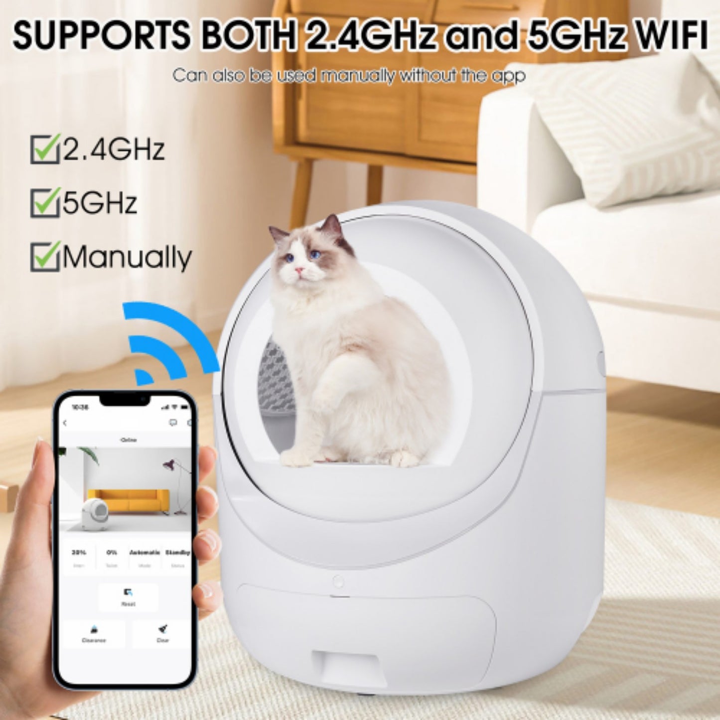 LunaLulinlk Smart automatic cat litter box, automatic shoveling, App control, supports 5G & 2.4G WiFi