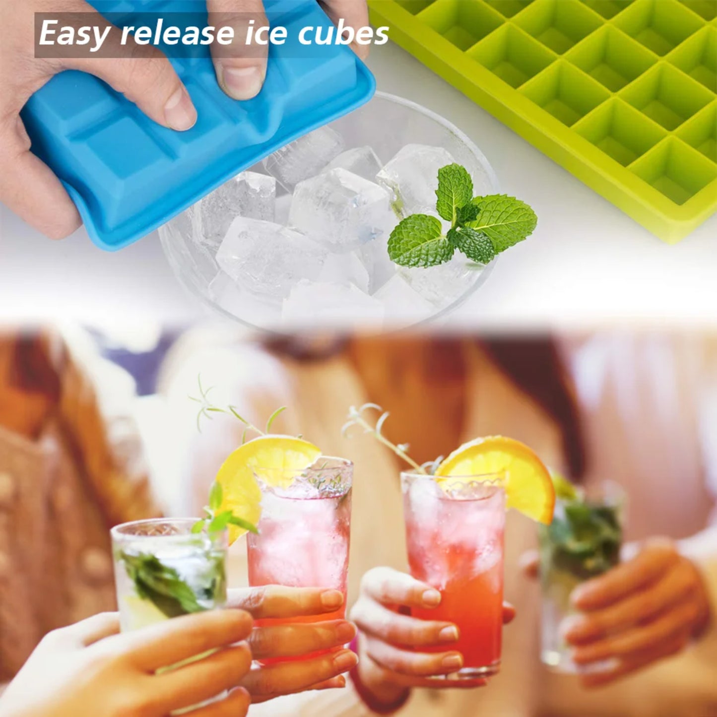 LunaLulinlk Silicone Ice Cubes with Lids for Freezers 3 Pack Mini Ice Cubes 24 Ice Cubes per Cube for Cocktails Whiskey Chocolate